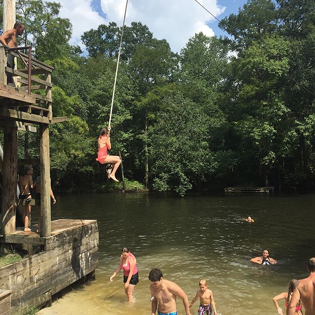 Rocking the rope swing and water park on this amazing Thursday. #holmescreekcanoelivery #waterpark #summertime #livingthedream #ropeswing #friends #family #canoeing #kayaking #paddleboarding