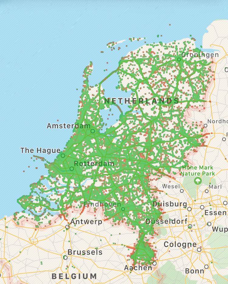 Onafhankelijke dekkingskaart Vodafone M2M via OpenSignal