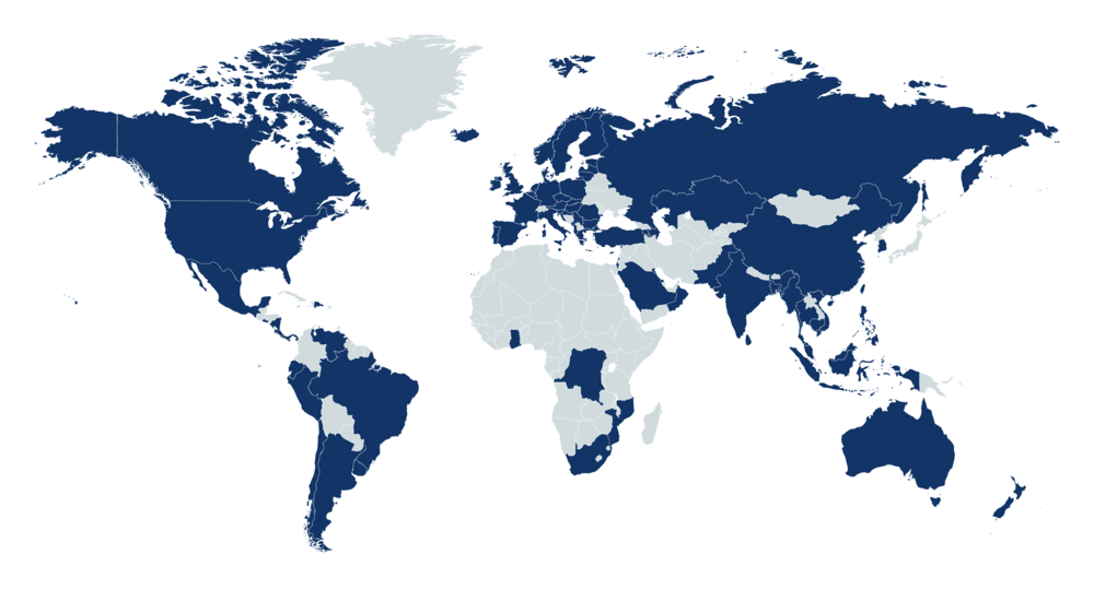 Dekking in 117 landen met één tarief — Olivia | M2M Simkaart | IoT Simkaart