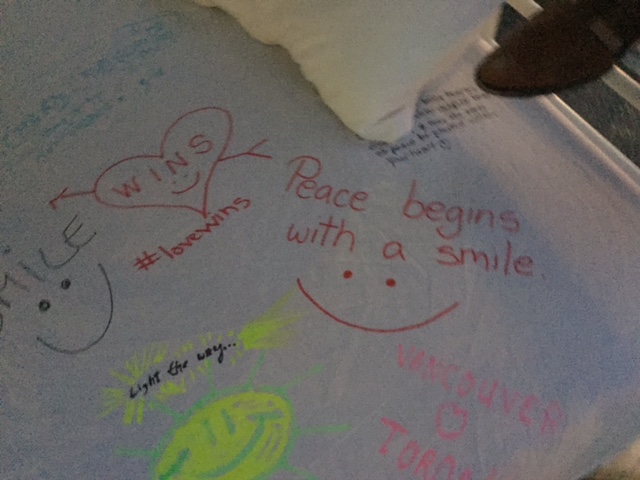 I wrote, "Peace begins by travelling into the heart"