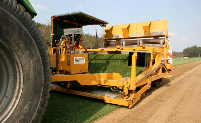 jumbo turf rolls being harvested.