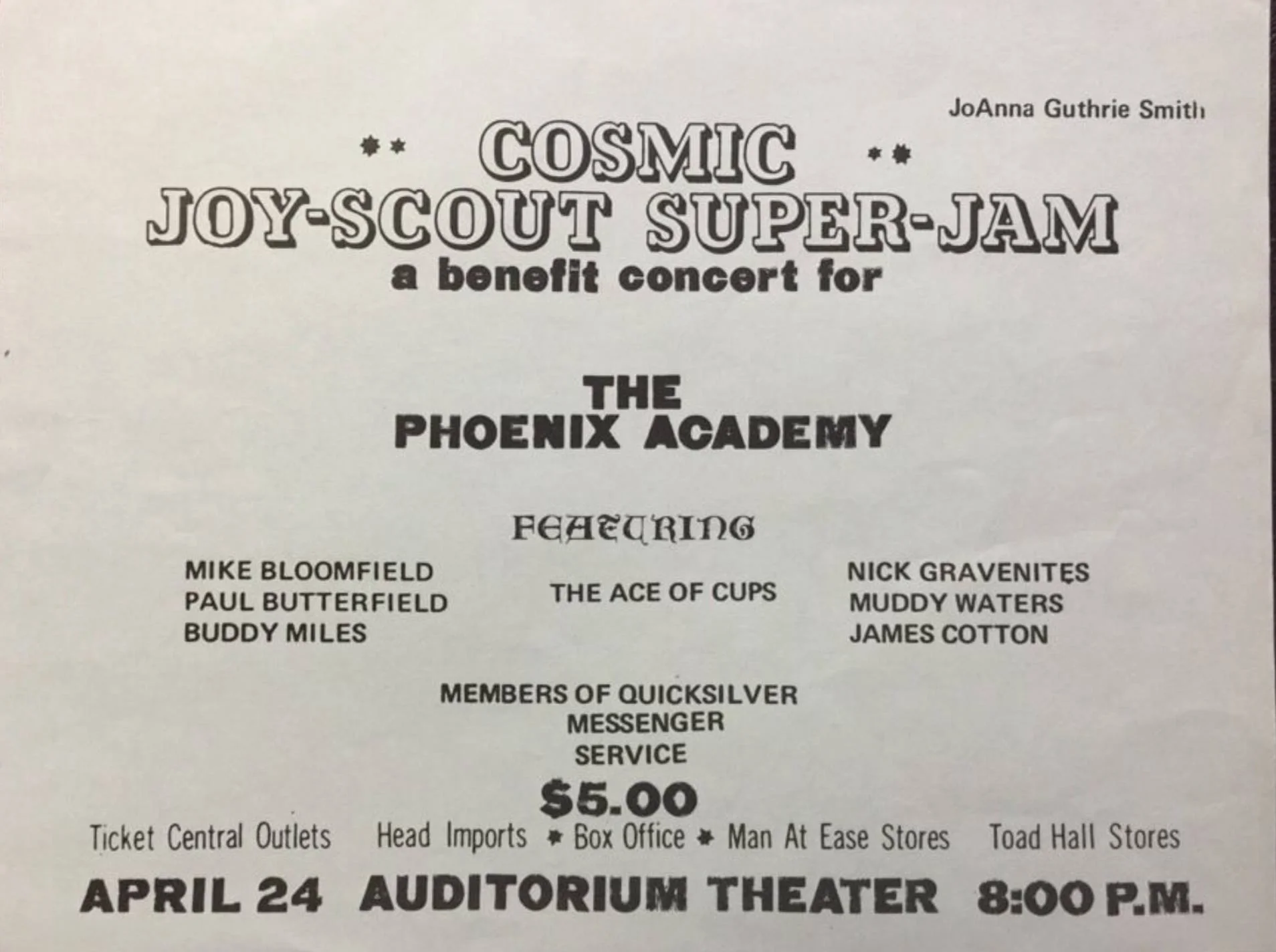 Cosmic Super-Jam Handbill of a show the Cups played in Chicago. Check out the lineup, what a night!!! We love Ebay at moments like this! Thanks for the heads up, Jeff Gold at Record Mecca.