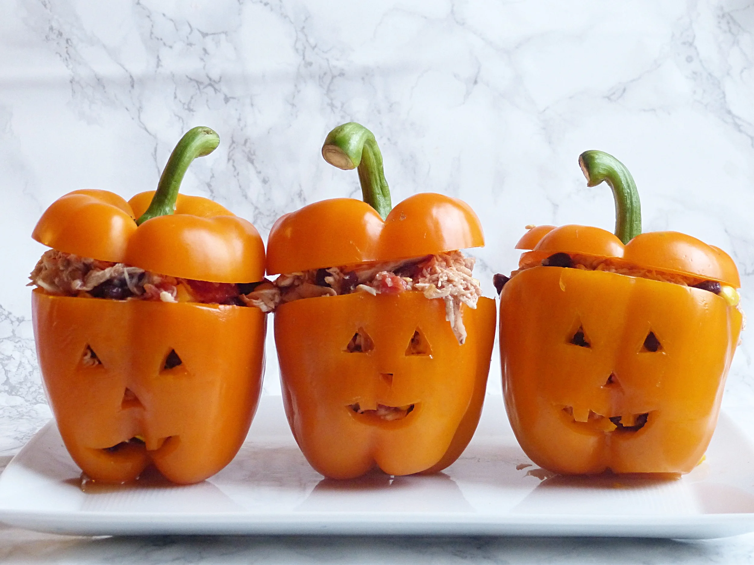 Halloween Chicken Taco Stuffed Peppers