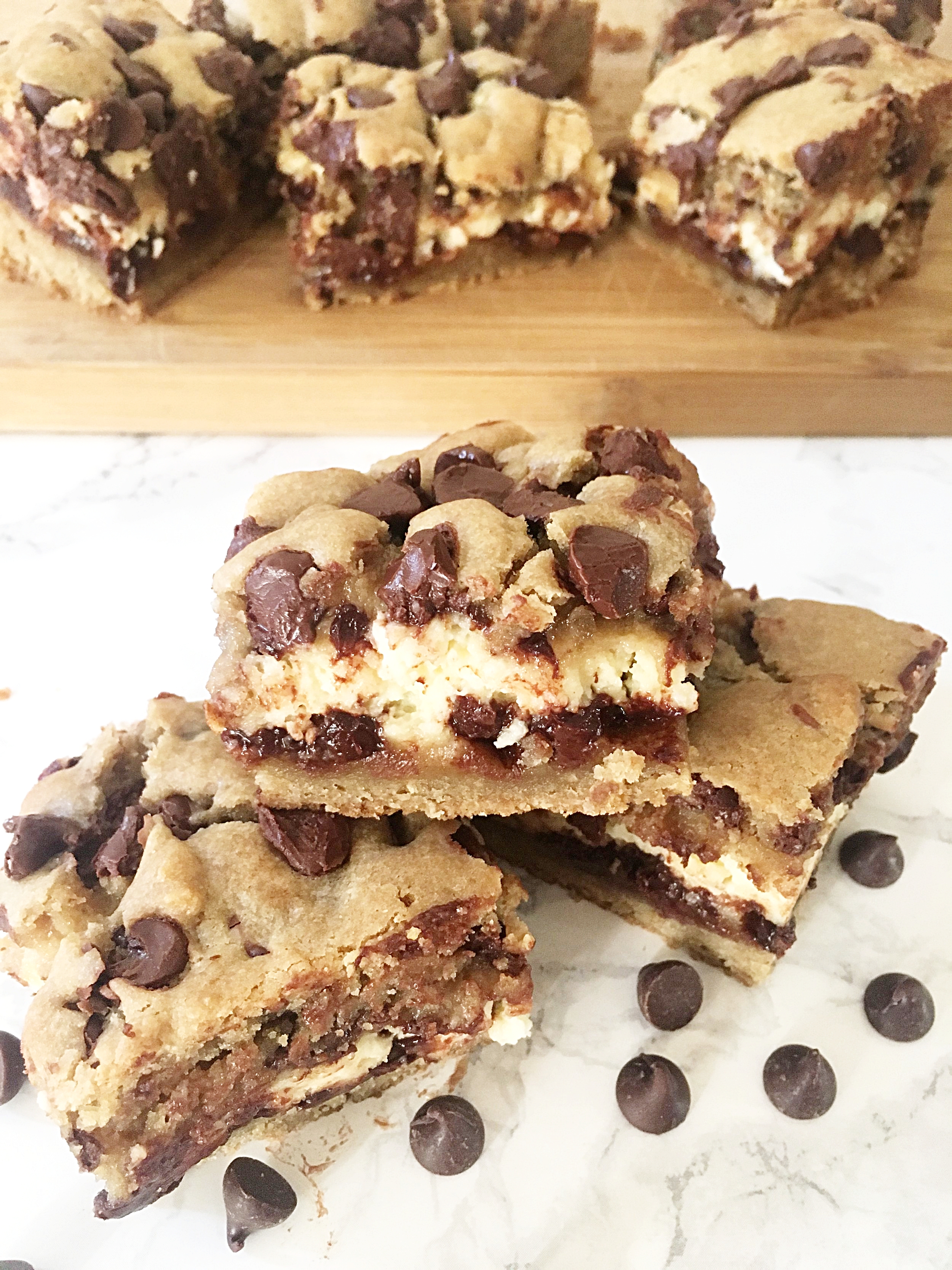Chocolate Chip Cookie Dough Cheesecake Bars