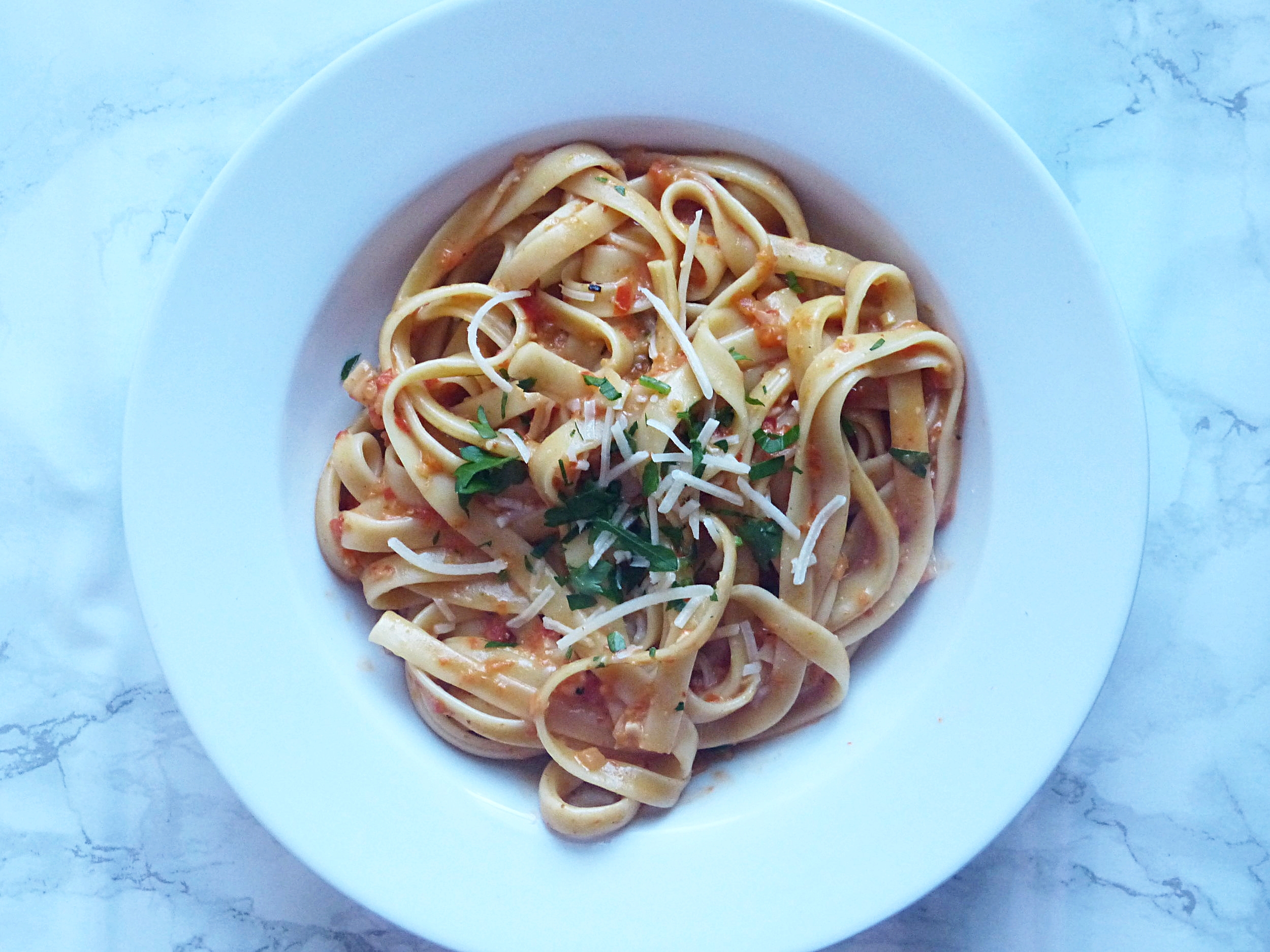 Roasted Red Pepper + Smoked Gouda Fettuccine