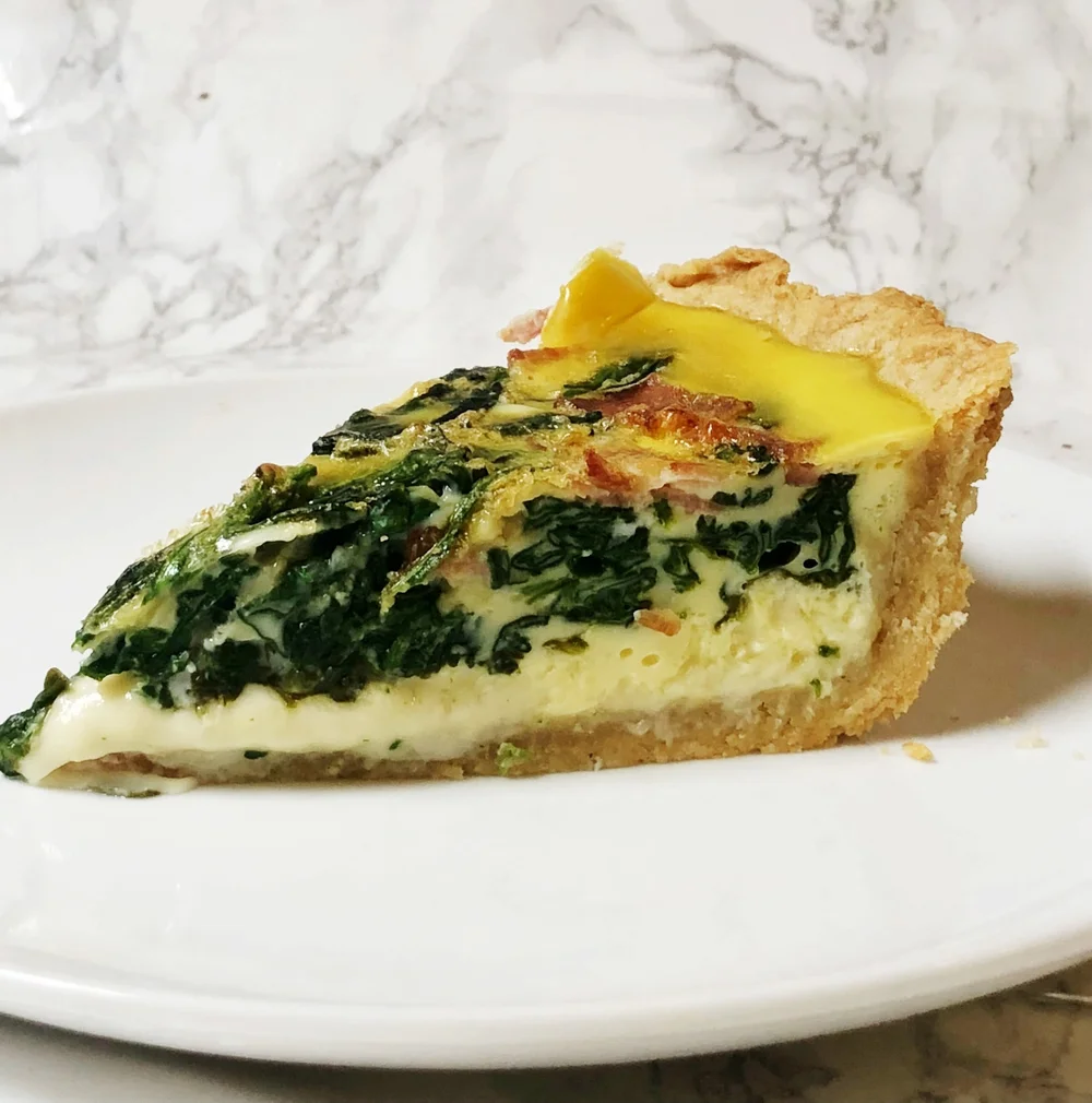 Spinach & Turkey Bacon Quiche — PINK, BLONDE + BAKING