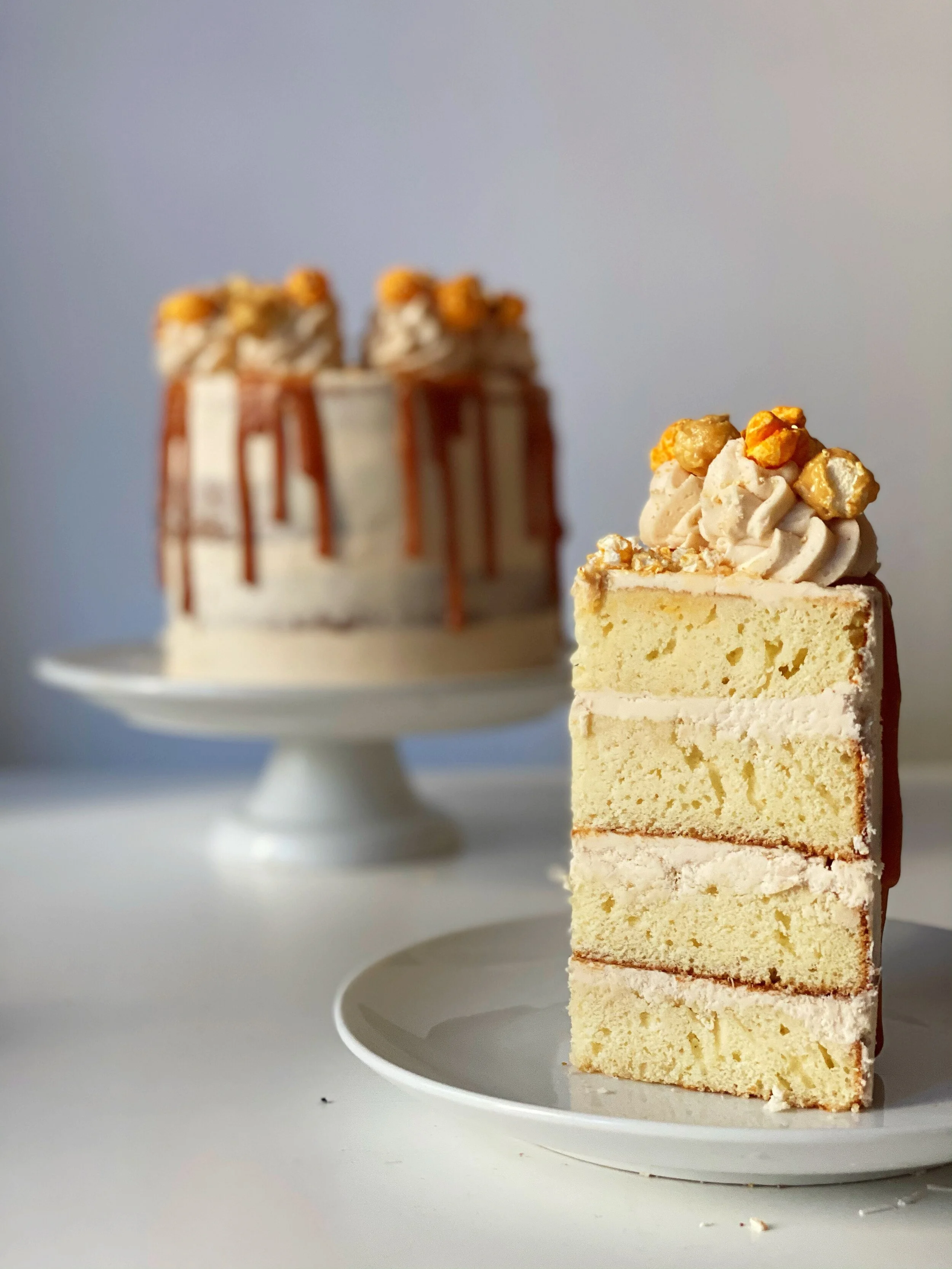 Caramel + Cheddar Popcorn Mix Cake