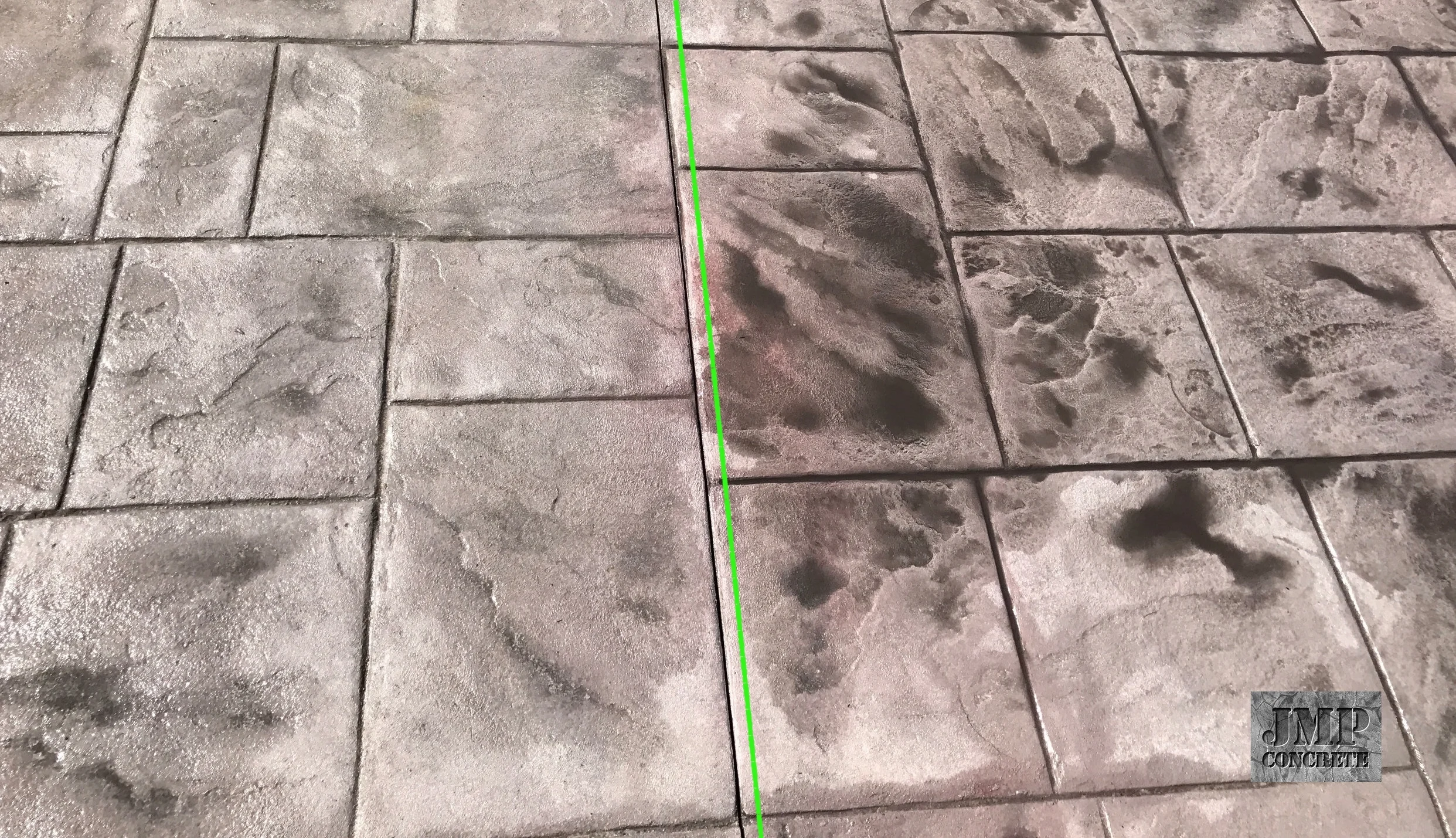 Left side - wintered concrete Right side - antiqued and resealed