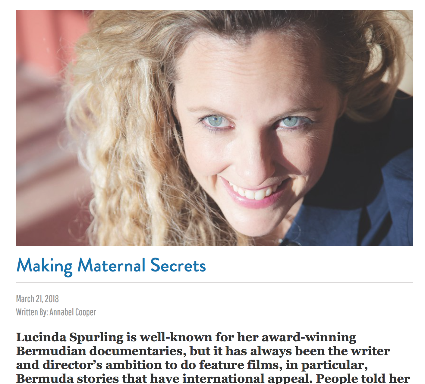 Feature Story in The Bermudian Magazine