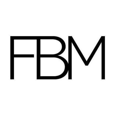 Black logo with the letters 'FBM' on a white background.