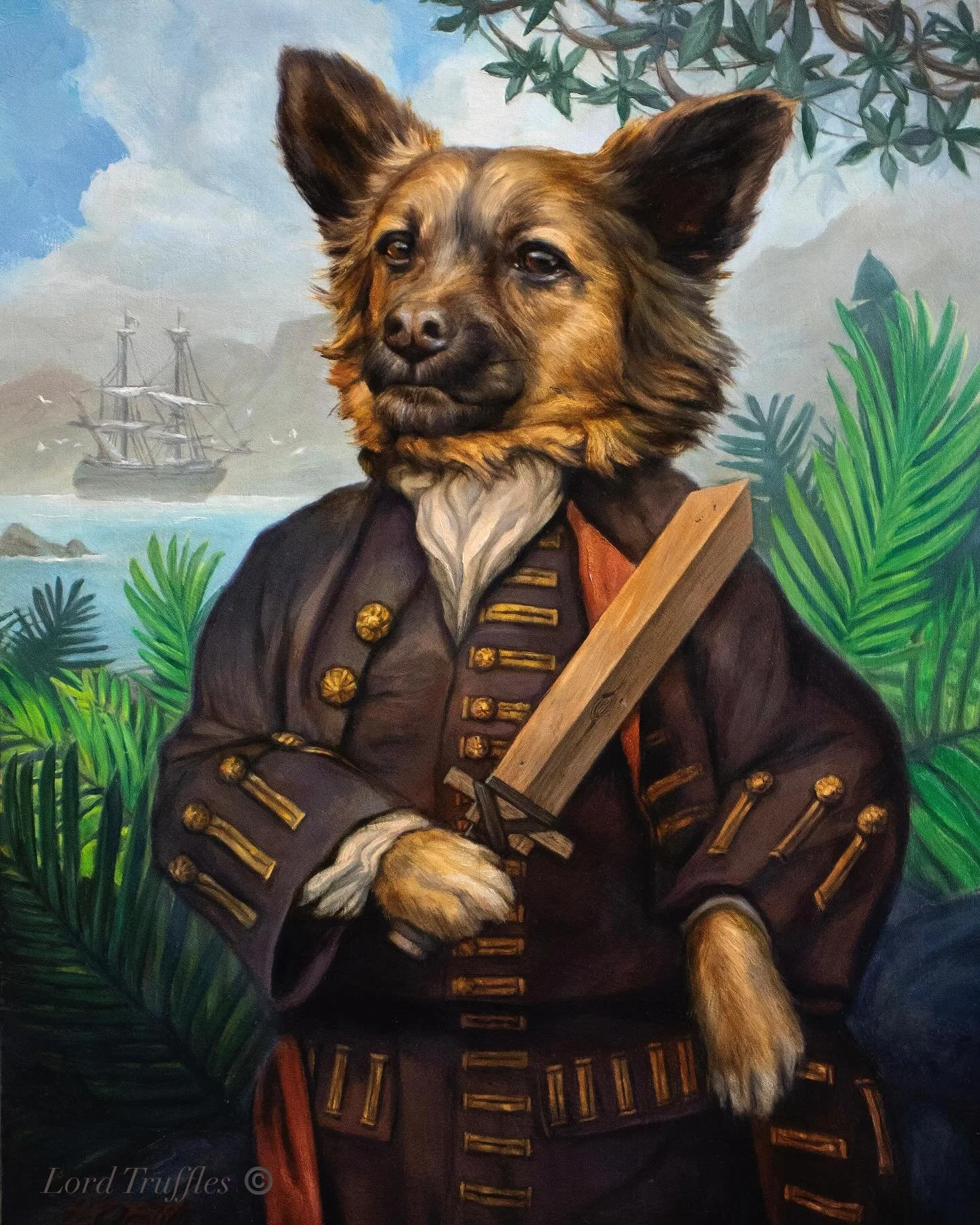 Ahoy and #HappyNationalPetDay ! Introducing &ldquo;Reggie&rdquo; the young swashbuckling treasure hunter. 🧭🦴

#LordTruffles #Petportrait #petoilpainting #petportraiture #petart #petportraitcommission #dogart #dogartwork #petartwork #dogpirate