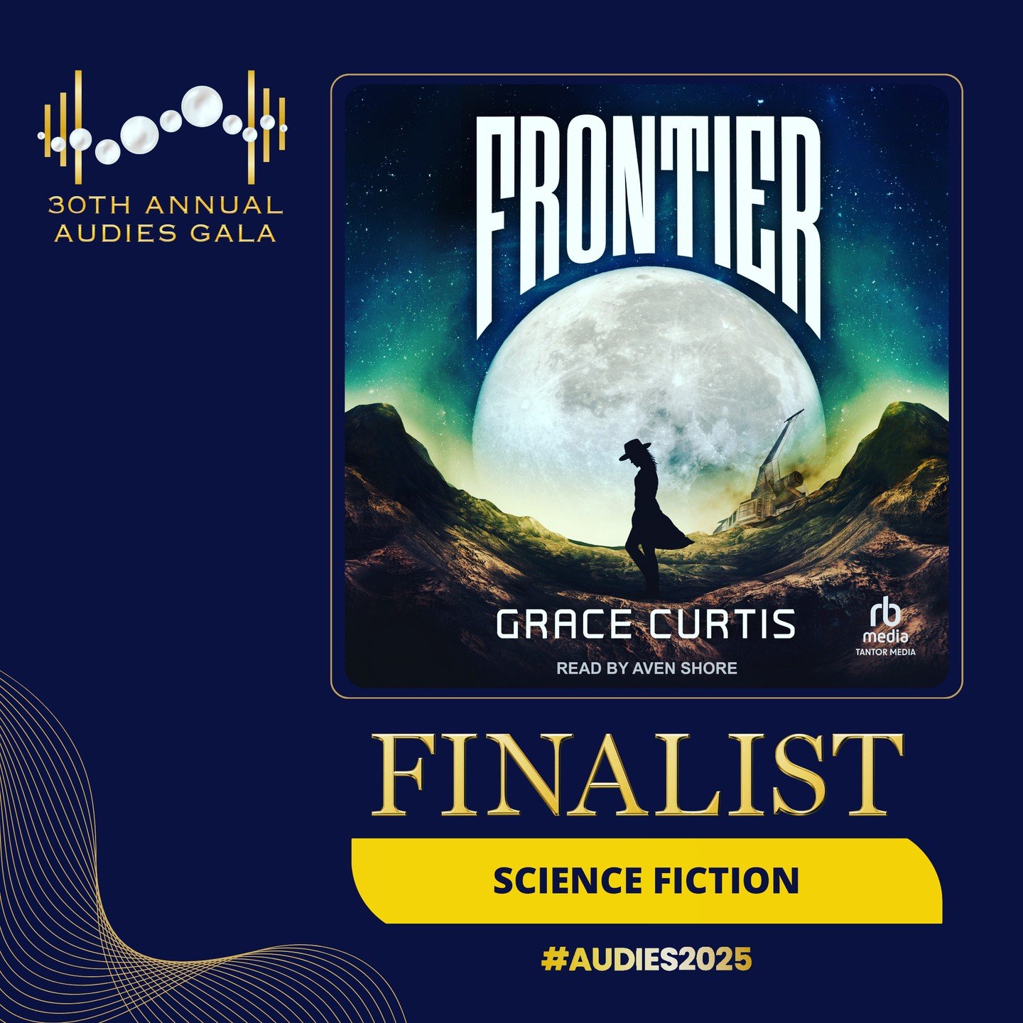 Woke up today to the great surprise that I was an #Audies2025 nominee in science fiction!

Thank you so much to @tantoraudio for submitting this book, and for constantly casting me in amazing, varied books!

Thank you to @audiofilemagazine for giving