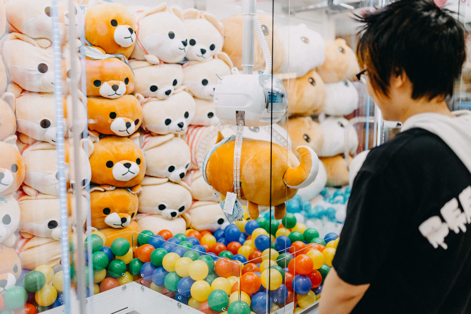 So many stuffed animals in claw machines in Tokyo Akihabara Japanese Arcades