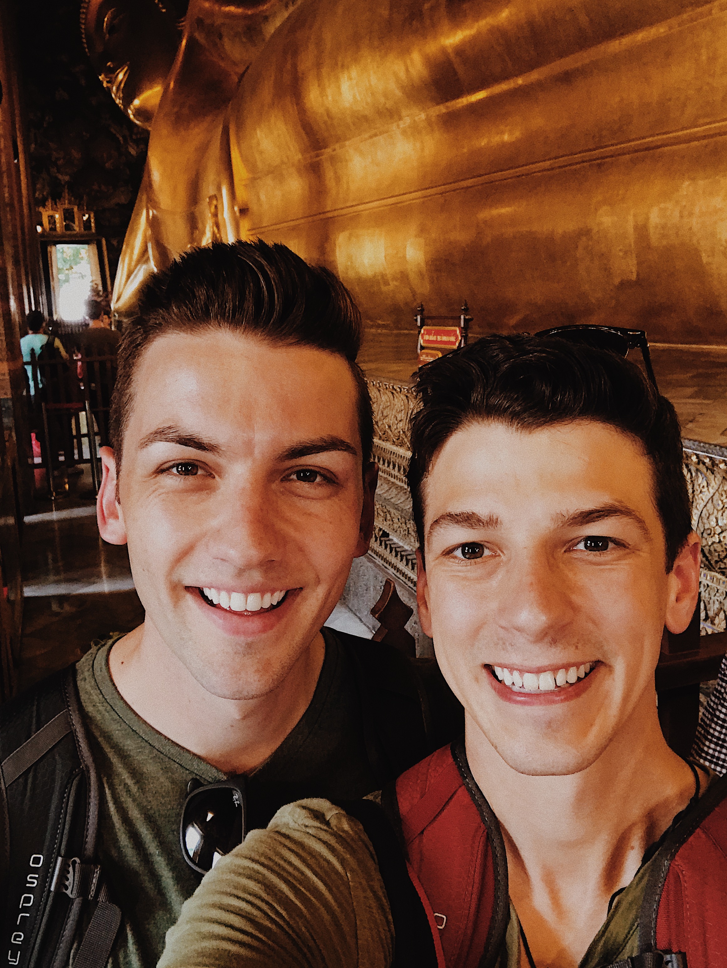 Matthew and Michael at Temple of the Reclining Buddha.JPG