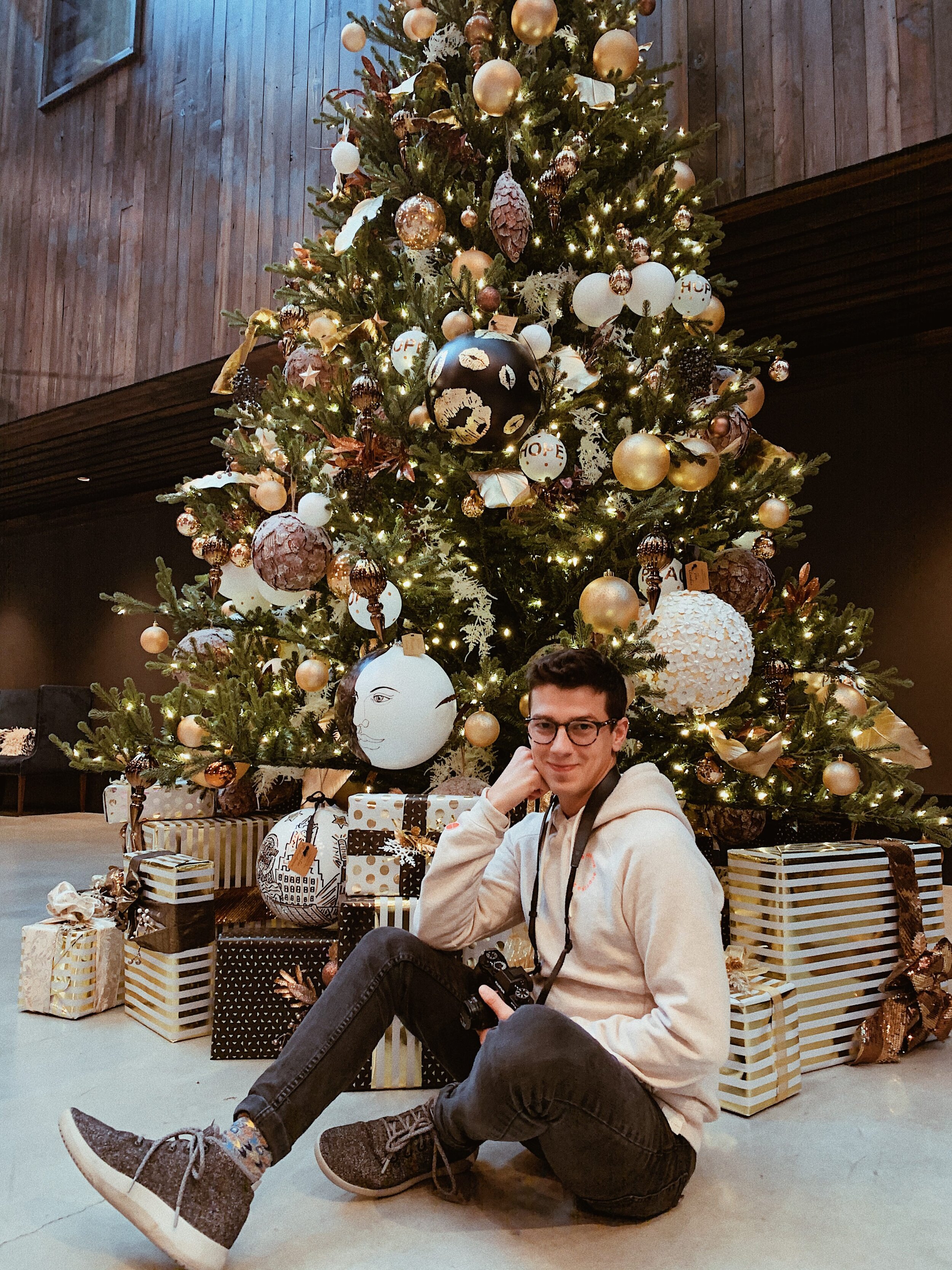 A Christmas mood in front of the tree in Kansas City.JPG