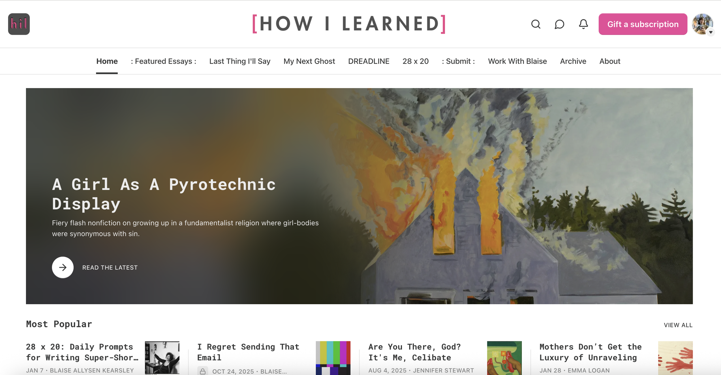 A house on fire, a girl as a pyrotechnic display