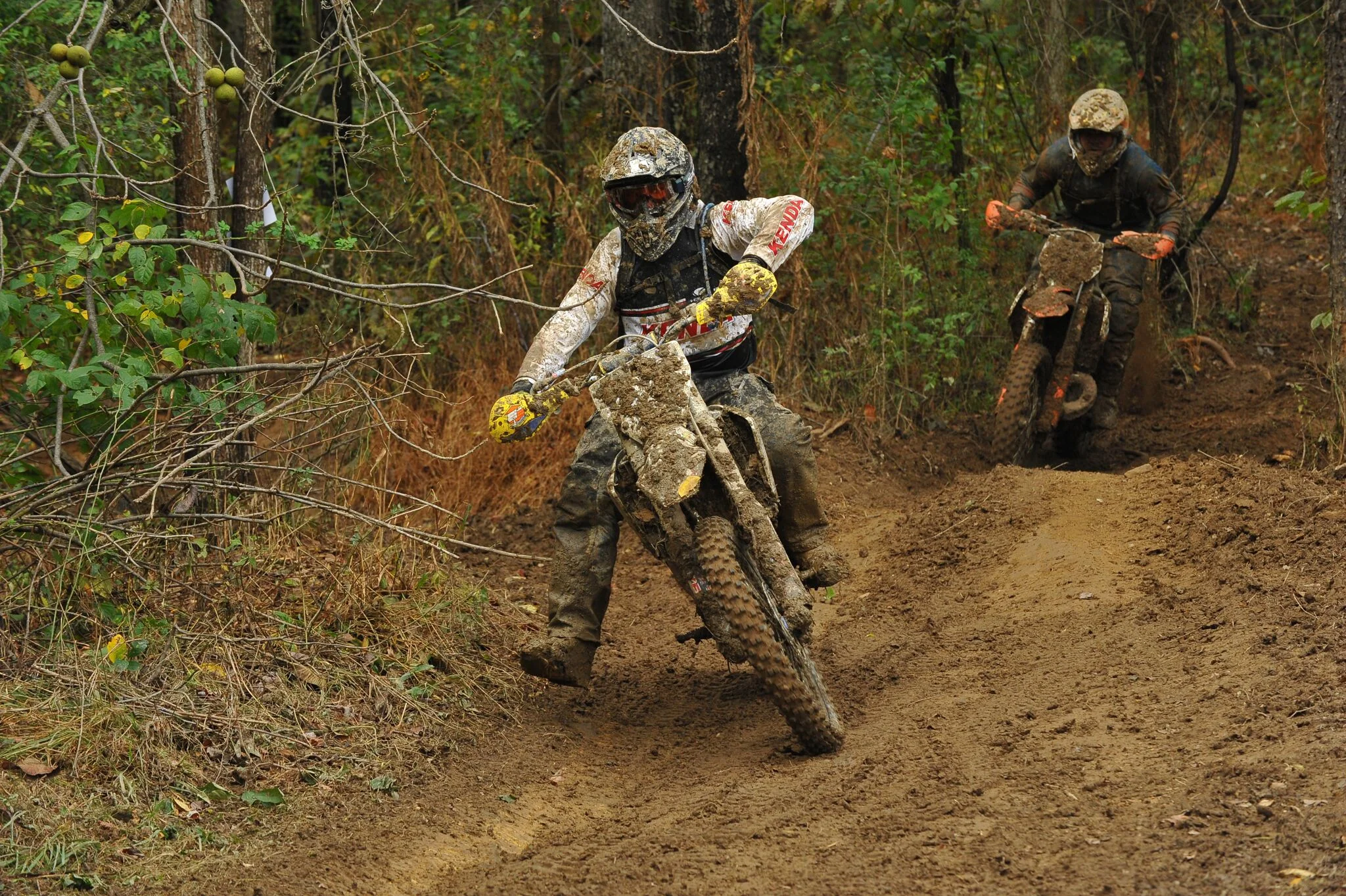 Kenda Tire Motorsports Director, Jason Baldwin proves he can battle and podium at the GNCC's. Photo by Ken Hill