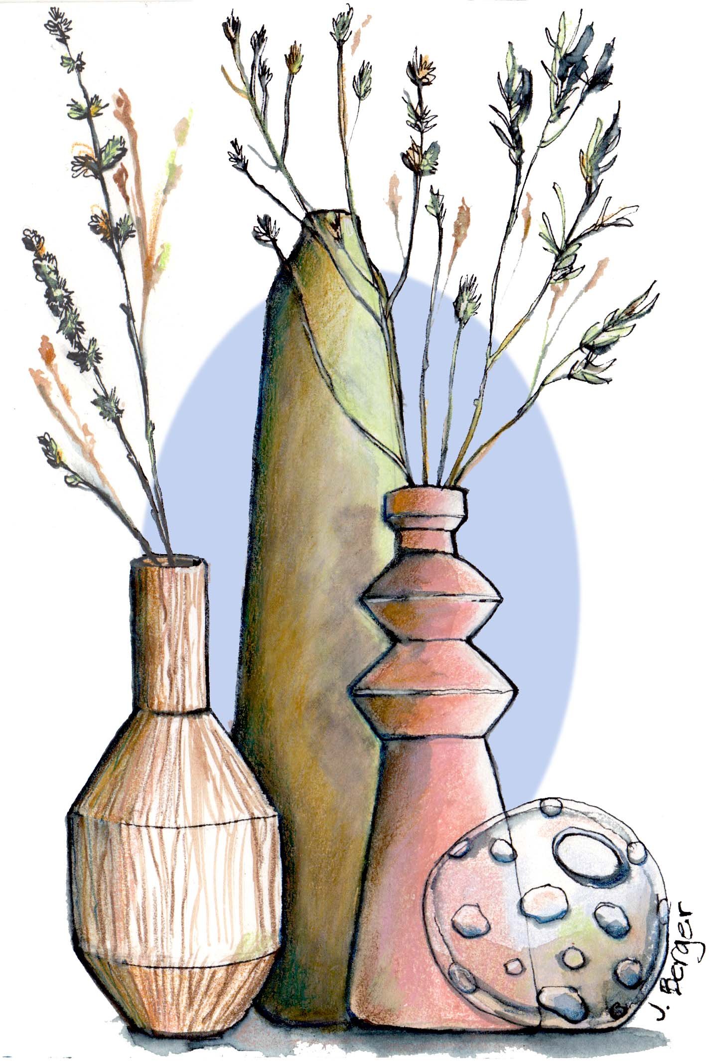 Four Vases-5" x 7"