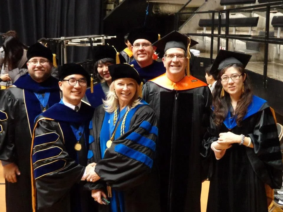 Esther Thorson with doctoral graduates Joonghwa Lee and You Li, University of Missouri 2012.