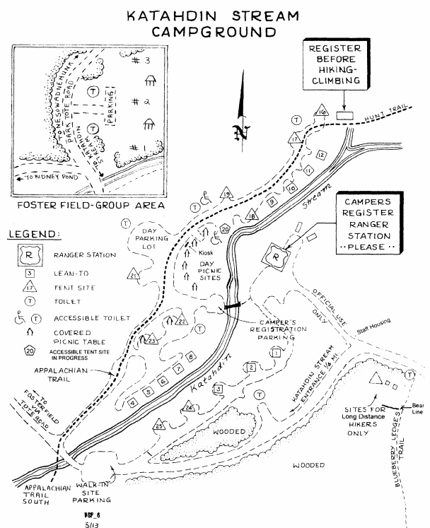 A map of Katahdin Stream Campground. I stayed in lean-to #6 right next to Katahdin Stream.