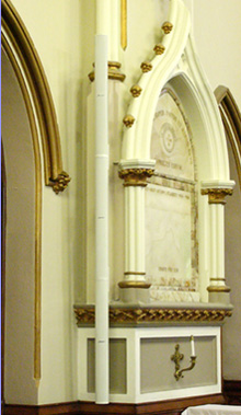 Professional BOSE® speakers, designed for church environments, project sound evenly throughout the large reverberant space.