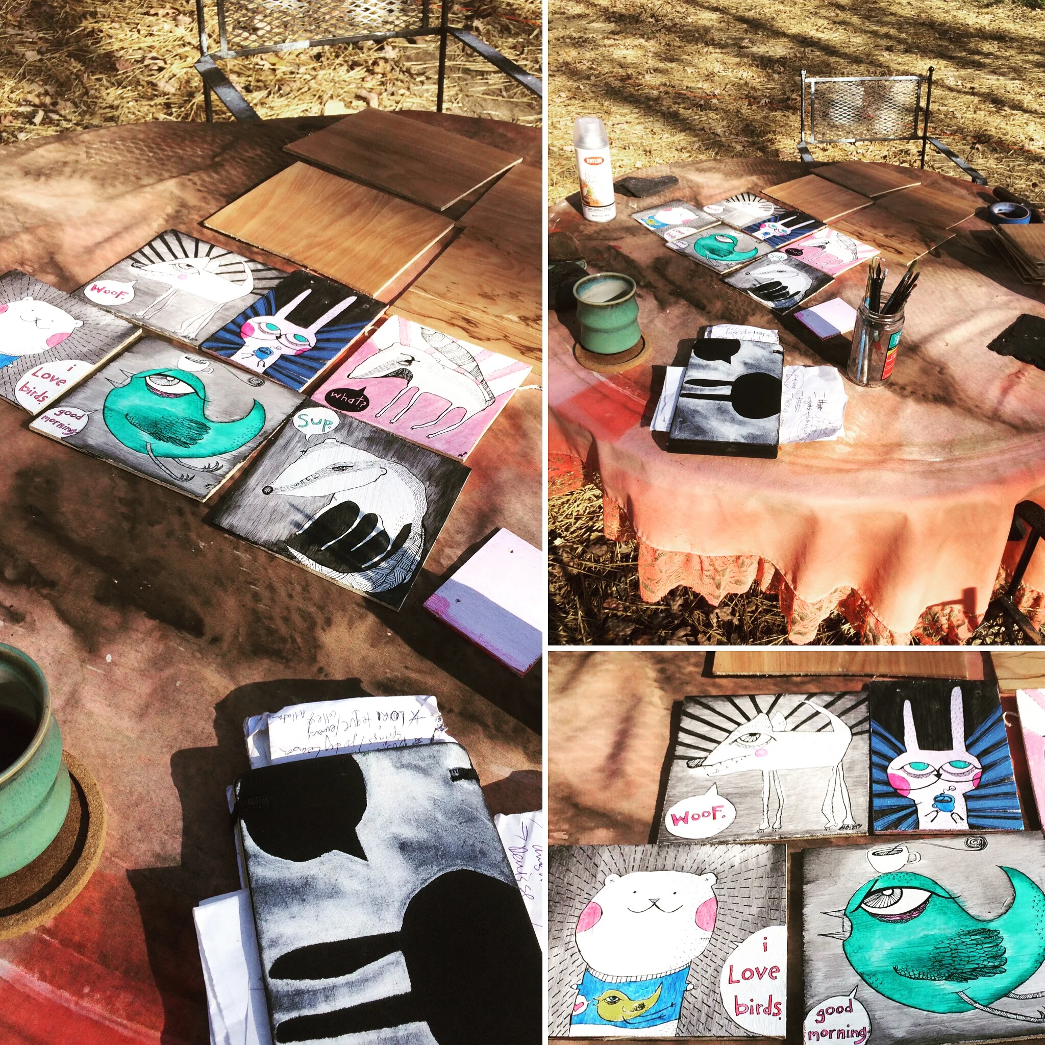 before it got in the teens i was able to work outside on the beloved small animal paintings!