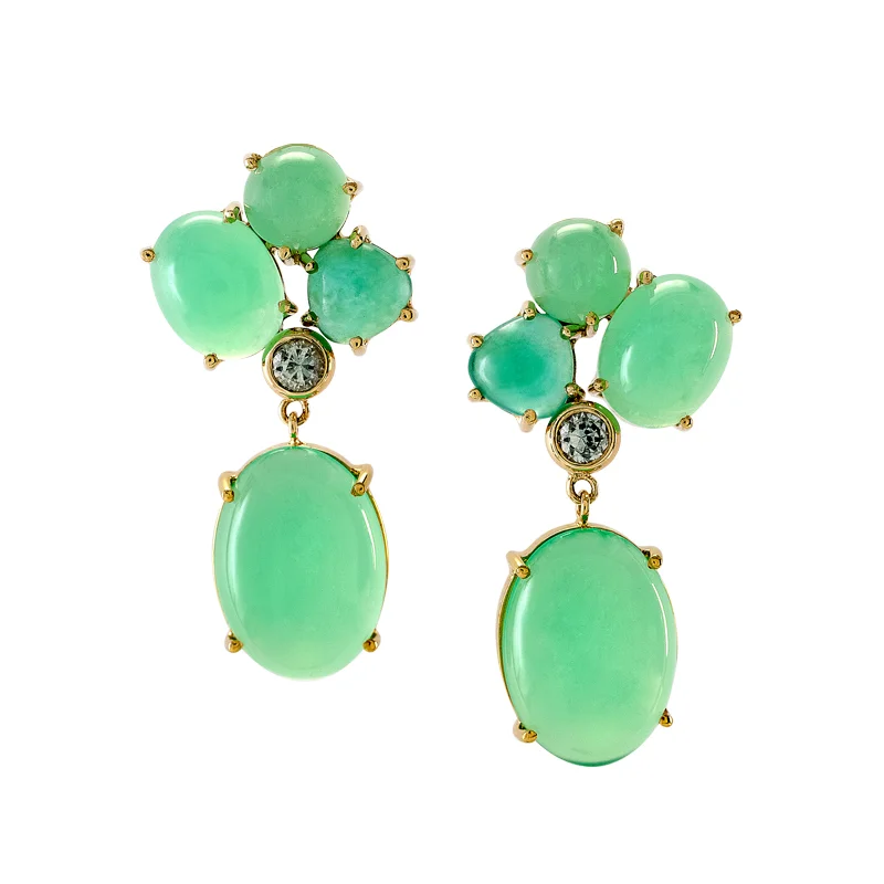 Chrysoprase, Chrysoverde, Montana Sapphire Pierced, Drop Earrings