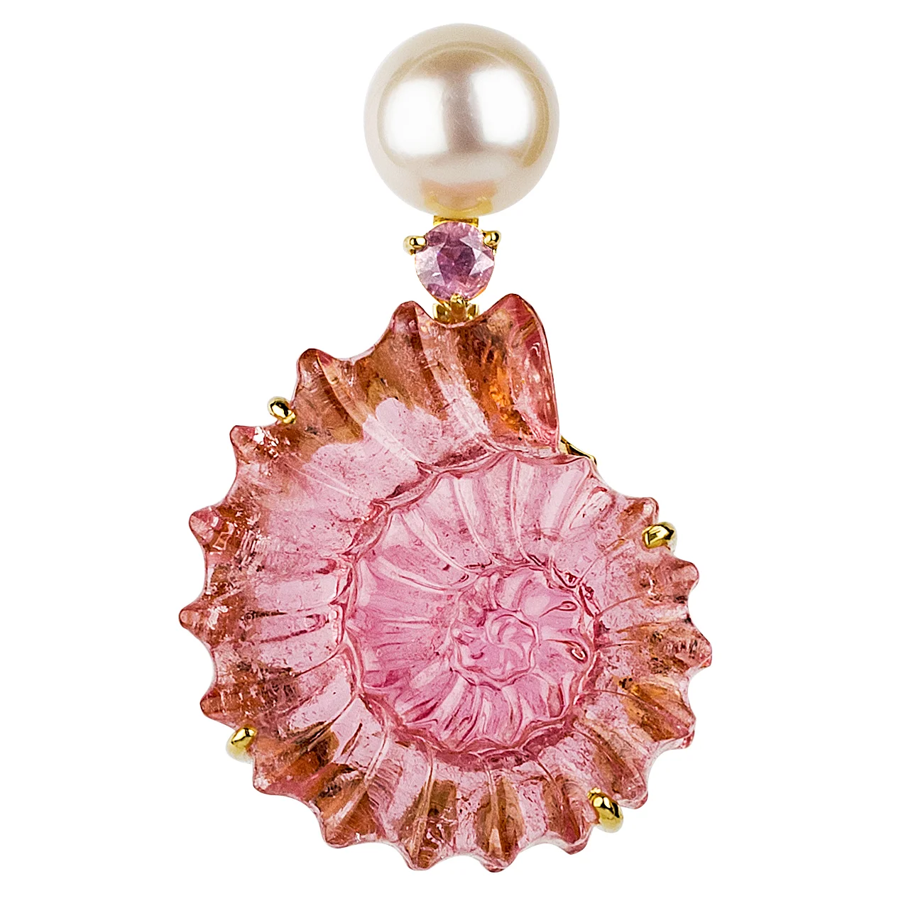 Pala Pink Tourmaline Nautilus Shell Pendant