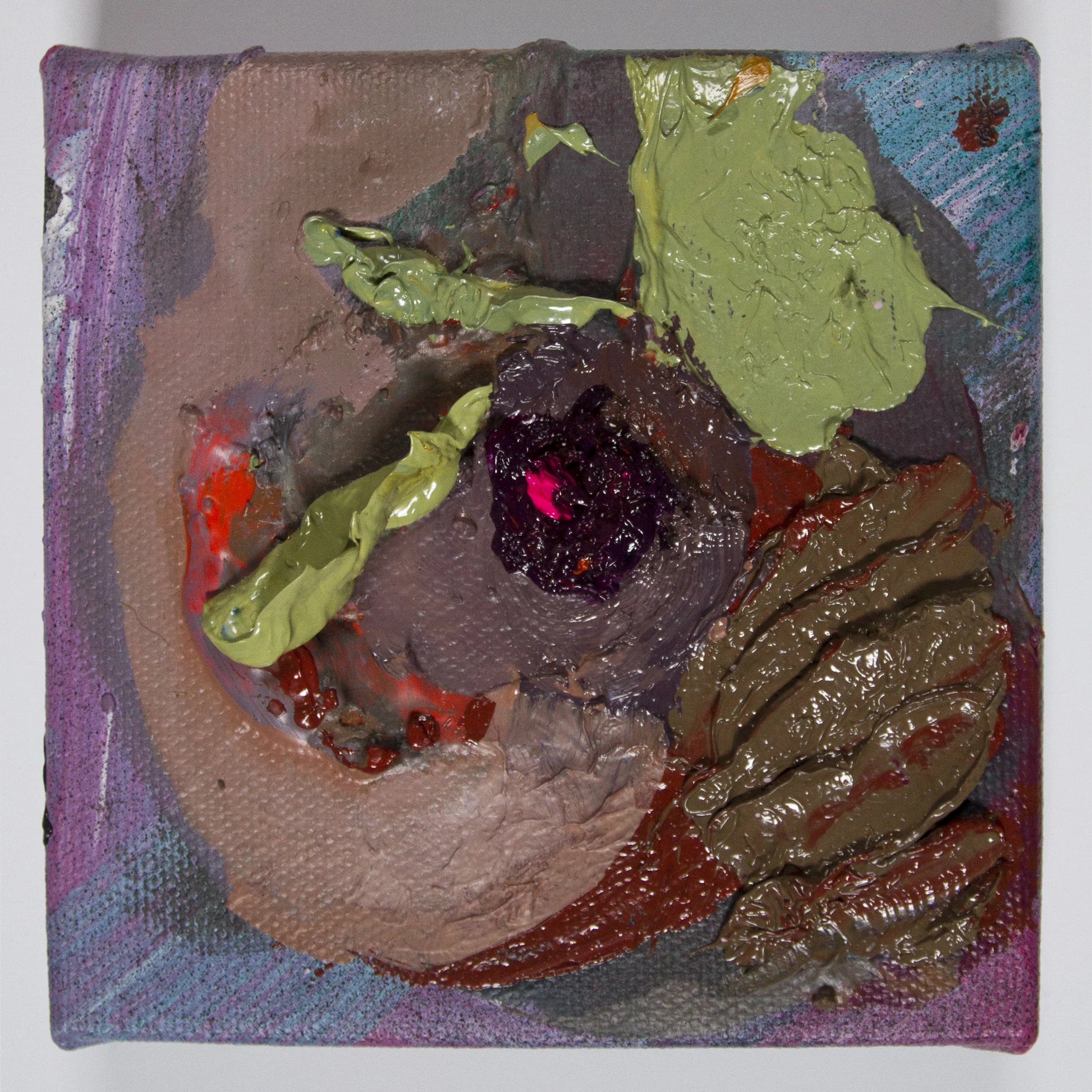 Currency No. 2, 2017, Oil and acrylic on canvas, 4 x 4 in