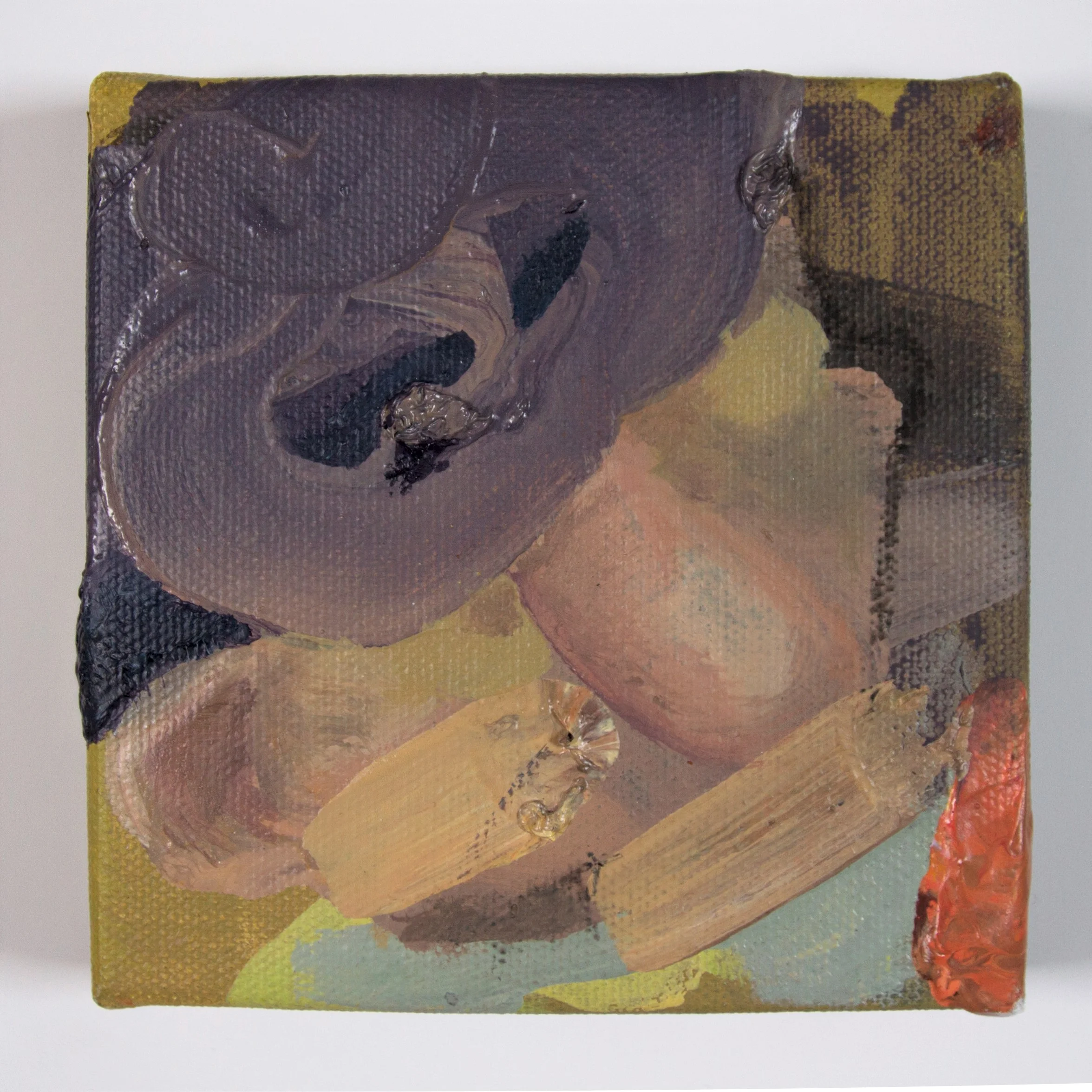 Currency No. 3, 2017, Oil and acrylic on canvas, 4 x 4 in
