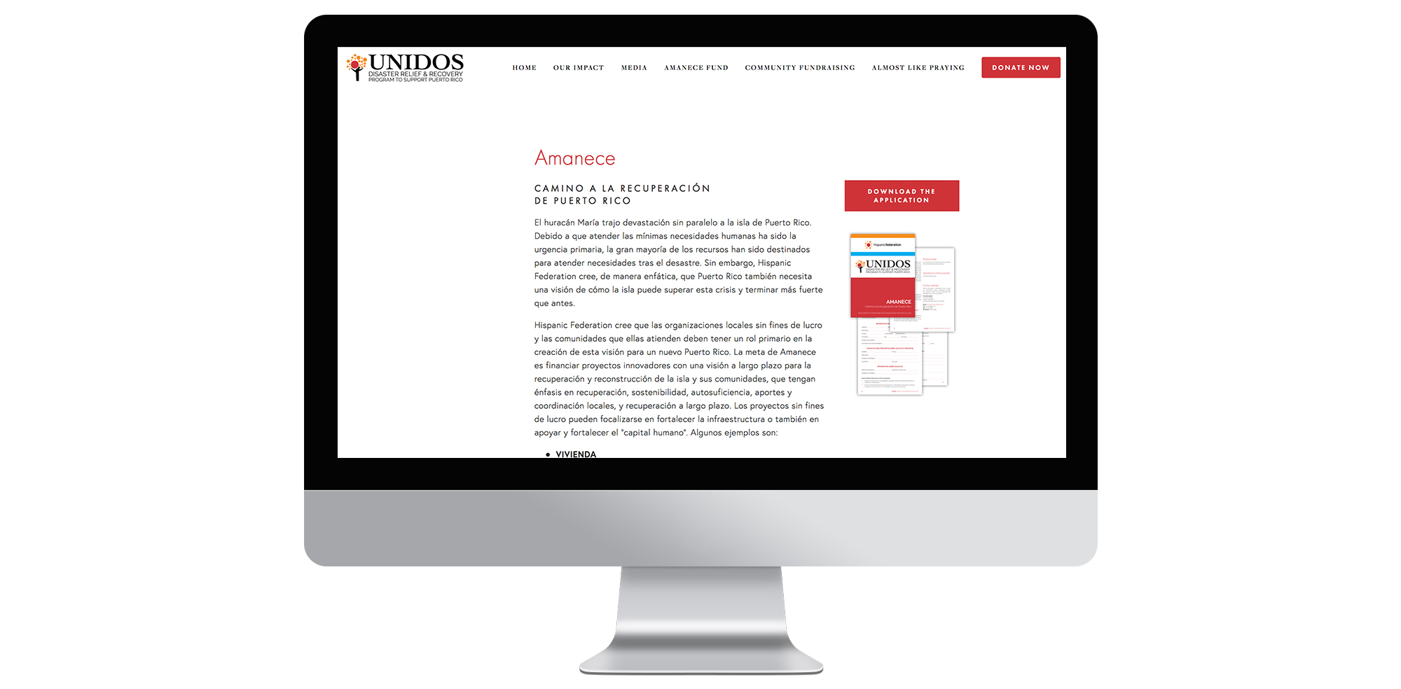 Website screen capture. Visit the site online or donate at www.hispanicfederationunidos.org .