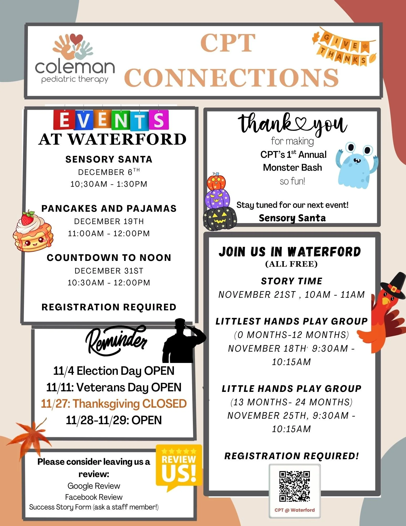 Your monthly dose of CPT CONNECTIONS! 🦃🍂

Don't miss out! Our CPT Connections newsletter for November is here, and its packed with everything you need to know about what's happening this month!

Mark your calendars and head on over to our website t