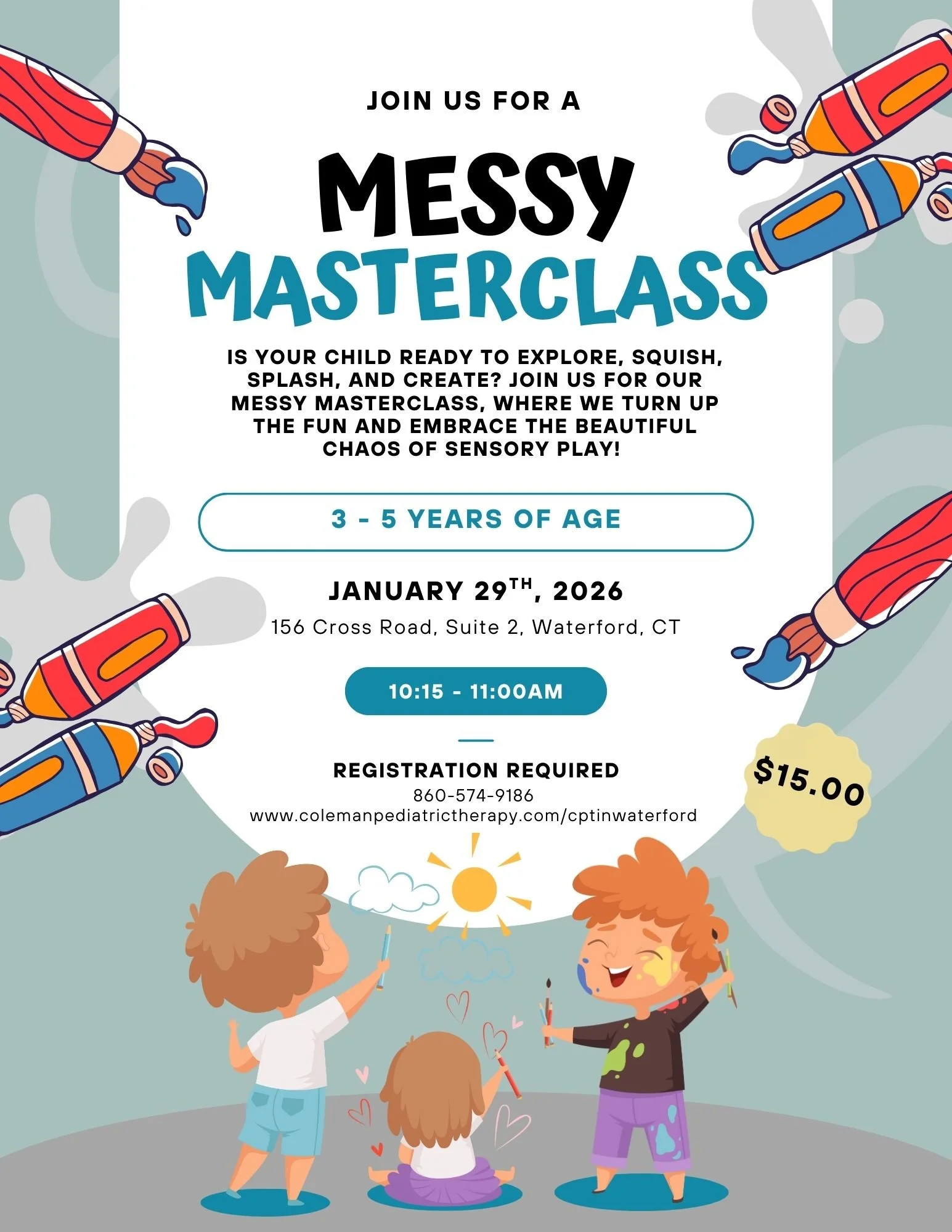 Join us for our Messy Masterclass! 🎨🖌

What to Expect:
The Messy Masterclass will engage children in all sorts of exciting messy play activities, including (but not limited to):
 Slimy Sensations: Exploring textures with fun, safe, and squishy mate