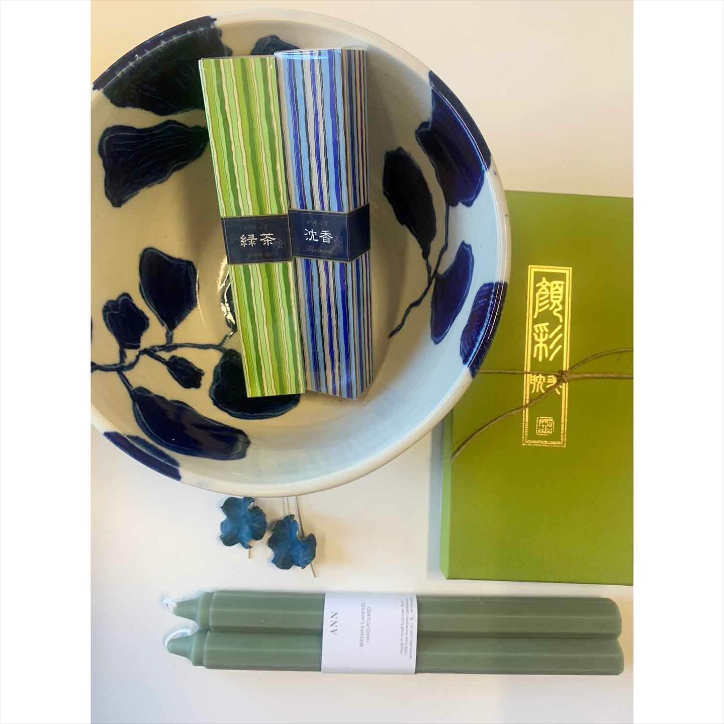 Caroline&rsquo;s selection for Mother&rsquo;s Day: Japanese watercolours &amp; incense, a hand formed &amp; hand painted bowl, beeswax candles &amp; delightfully frilly cobalt blue earrings 💙 and for those who would rather an experience, we have lot