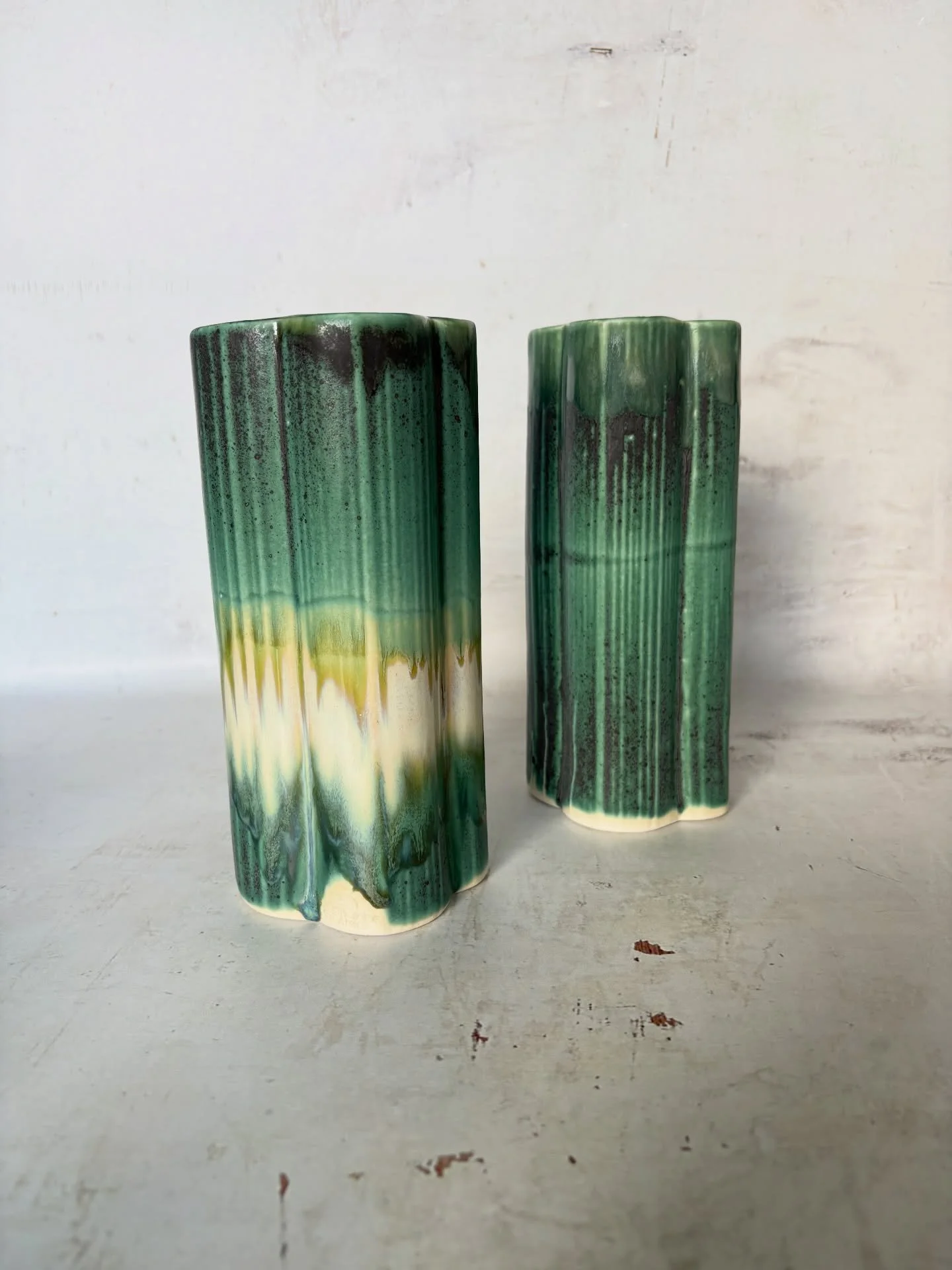 absolutely scrumptious ceramics by Sarah have arrived. we are totally smitten with these these drippy glazes &amp; beautiful forms