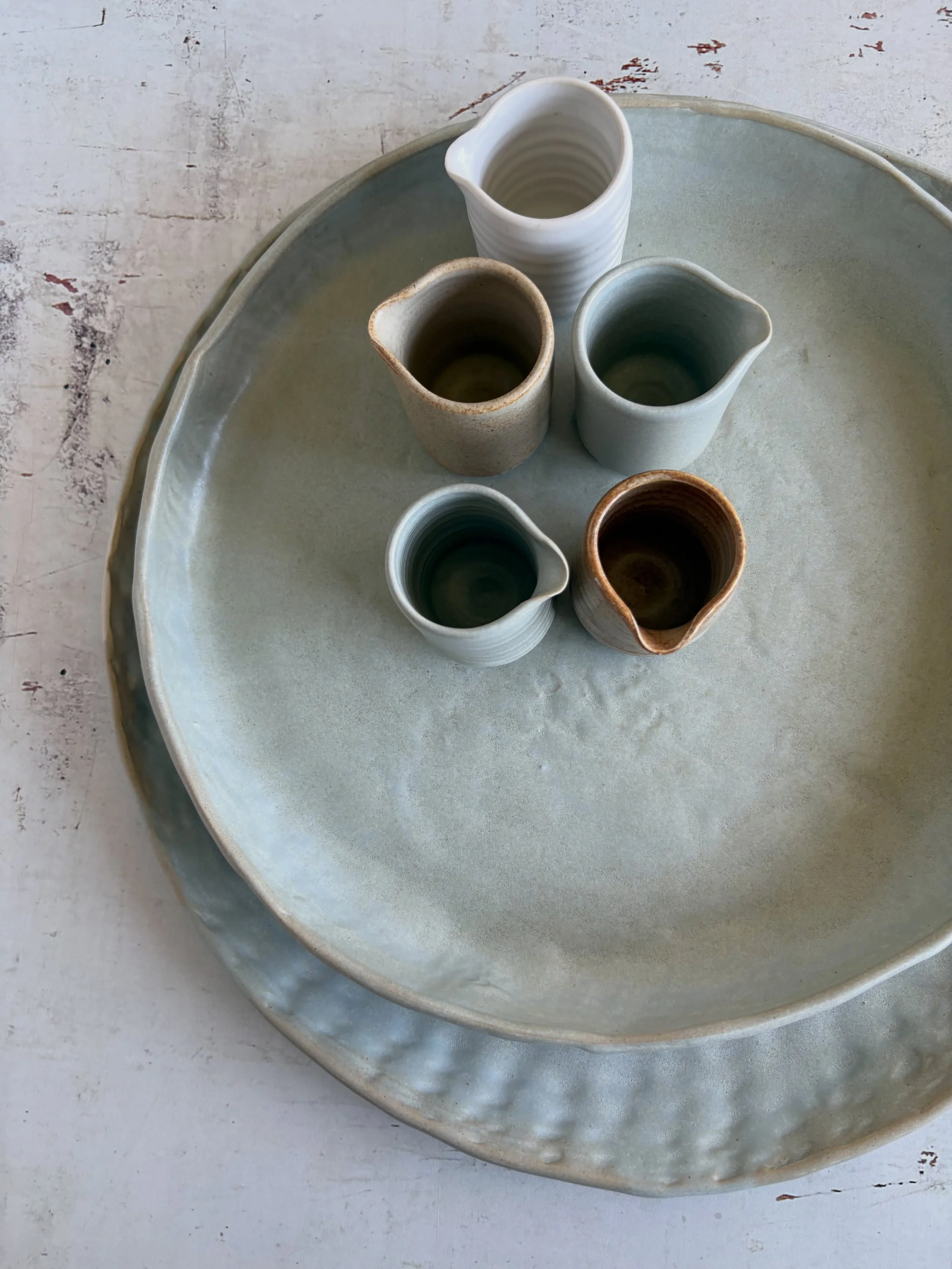 we visited Emma in her studio on Saturday 🤍 I always feel very envious about her space when I&rsquo;m there- inspiration abounds &amp; it&rsquo;s always a joy bringing back some fresh new pieces to CUCKoO. These all mix &amp; match beautifully &amp;