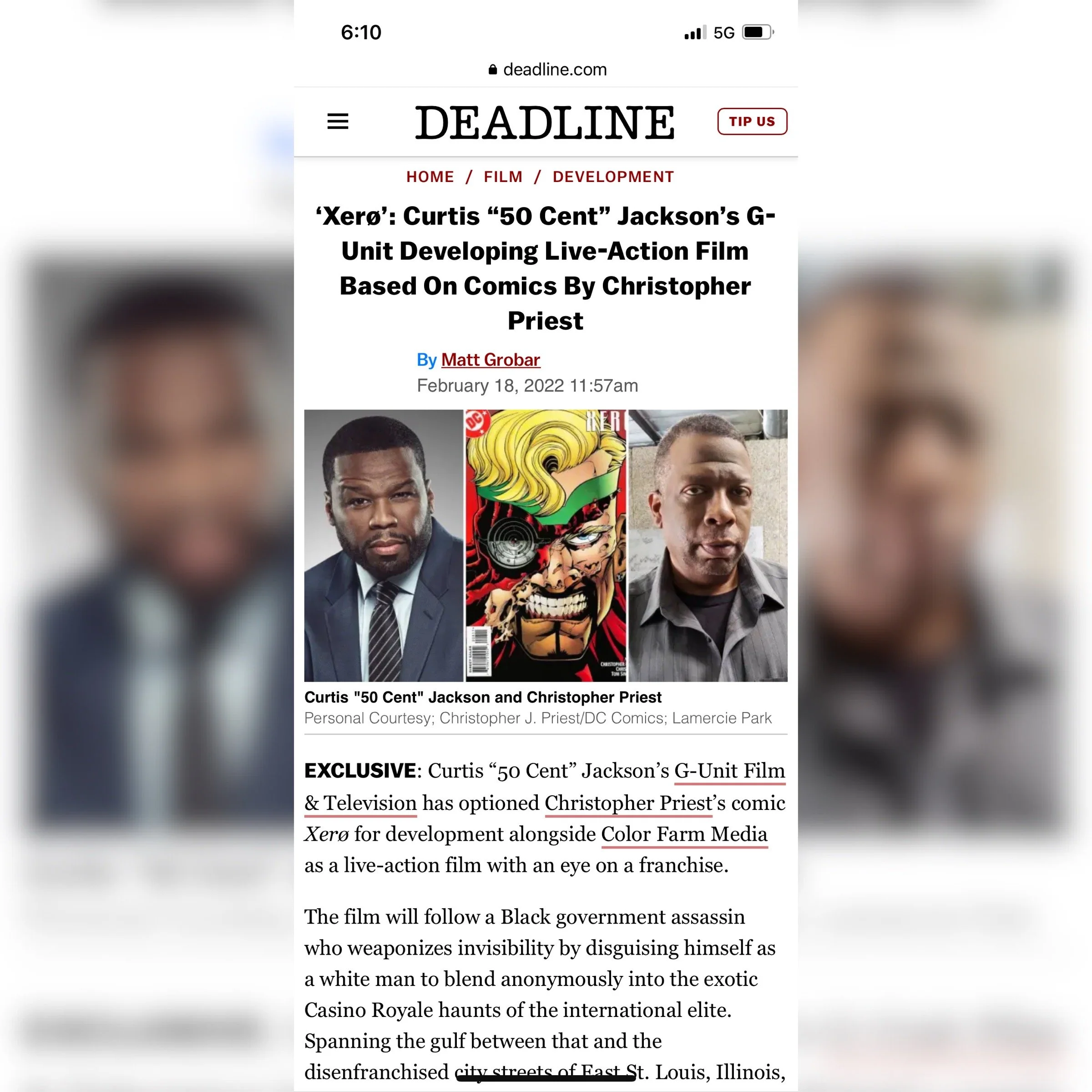 DEADLINE: ‘Xerø’: Curtis “50 Cent” Jackson’s G-Unit Developing Live-Action Film Based On Comics By Christopher Priest
