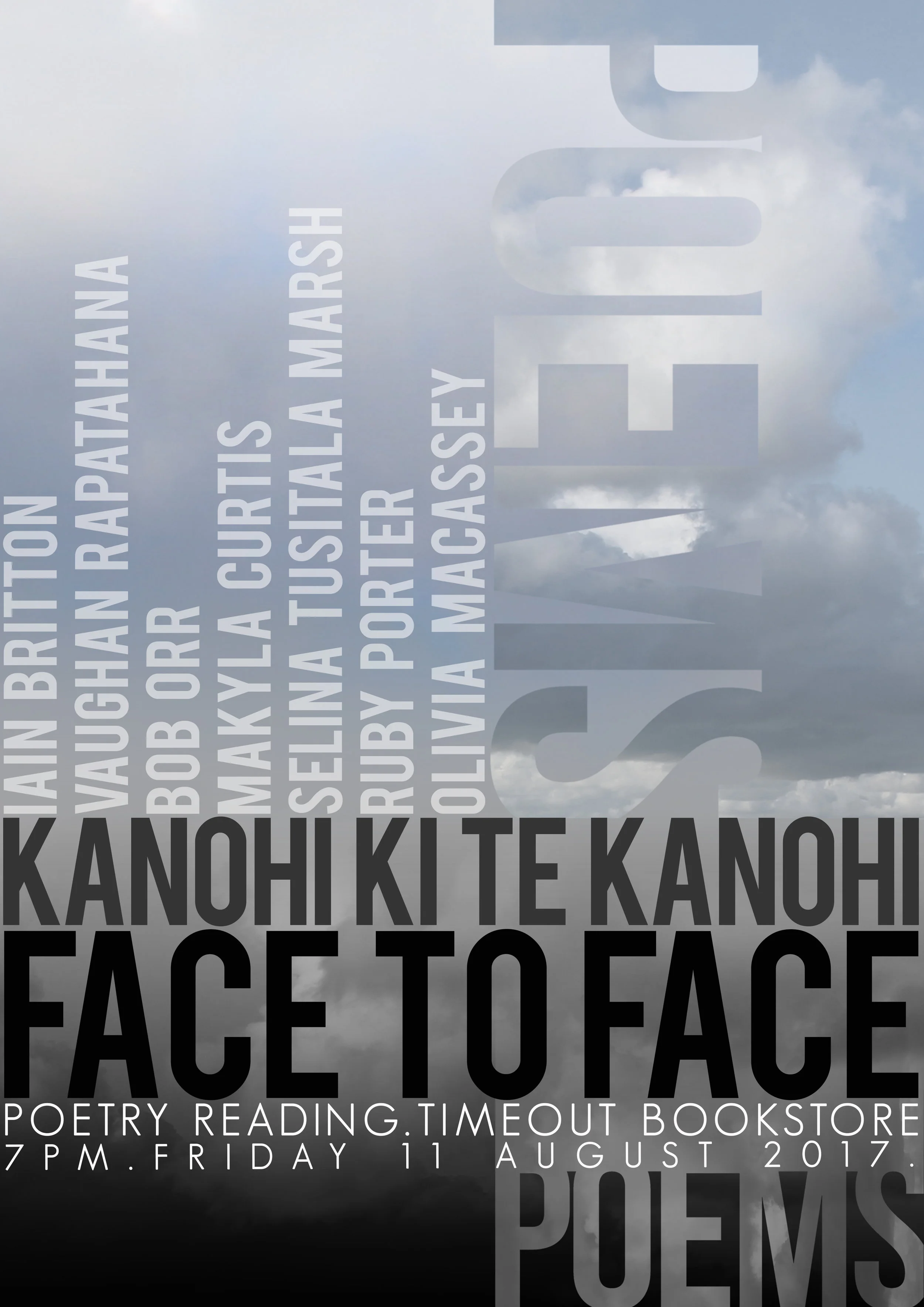 Nga mihi nui koutouTime Out Bookstore will host a reading from some remarkable New Zealand poets on Friday 11 August at 7pm.Please spread the word! The more the merrier! The following poets are really worth it - they are unique, original and incredi…