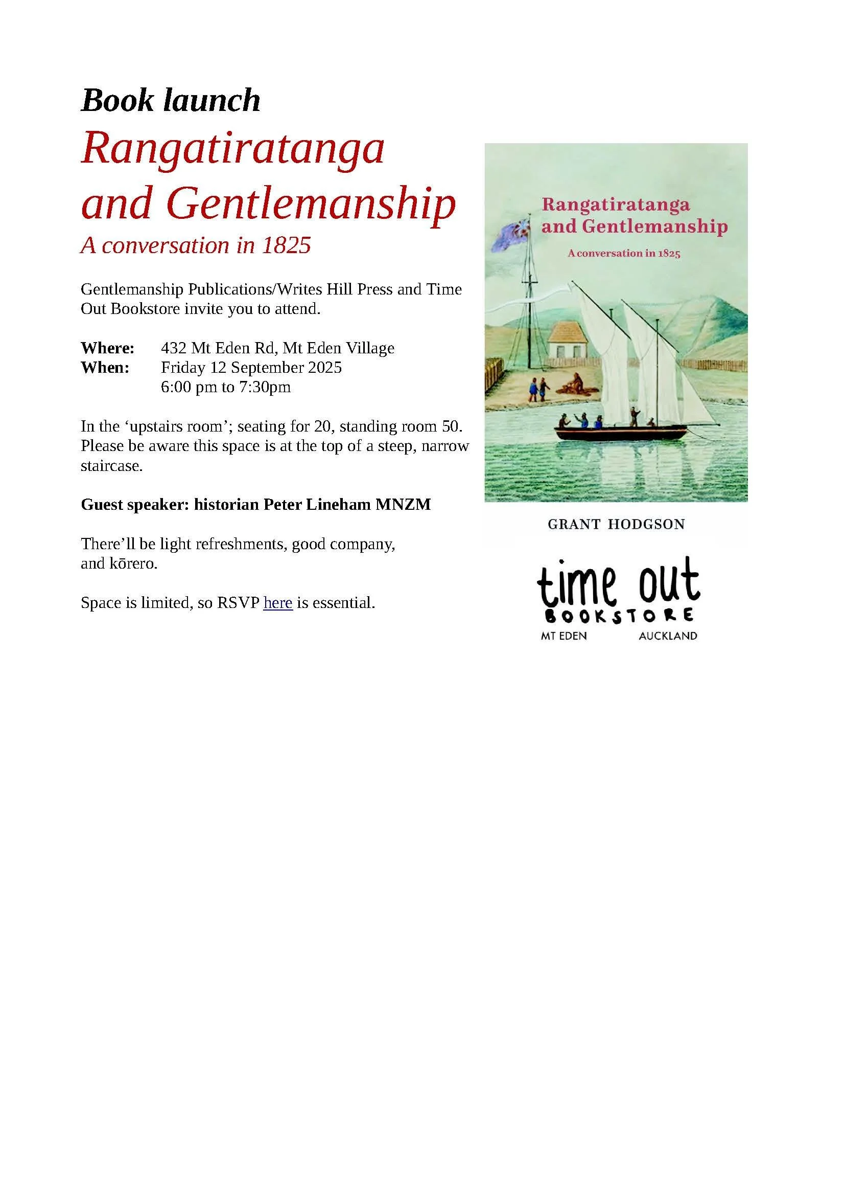 Book Launch: Rangatiratanga, or Gentlemanship by Grant Hodgson