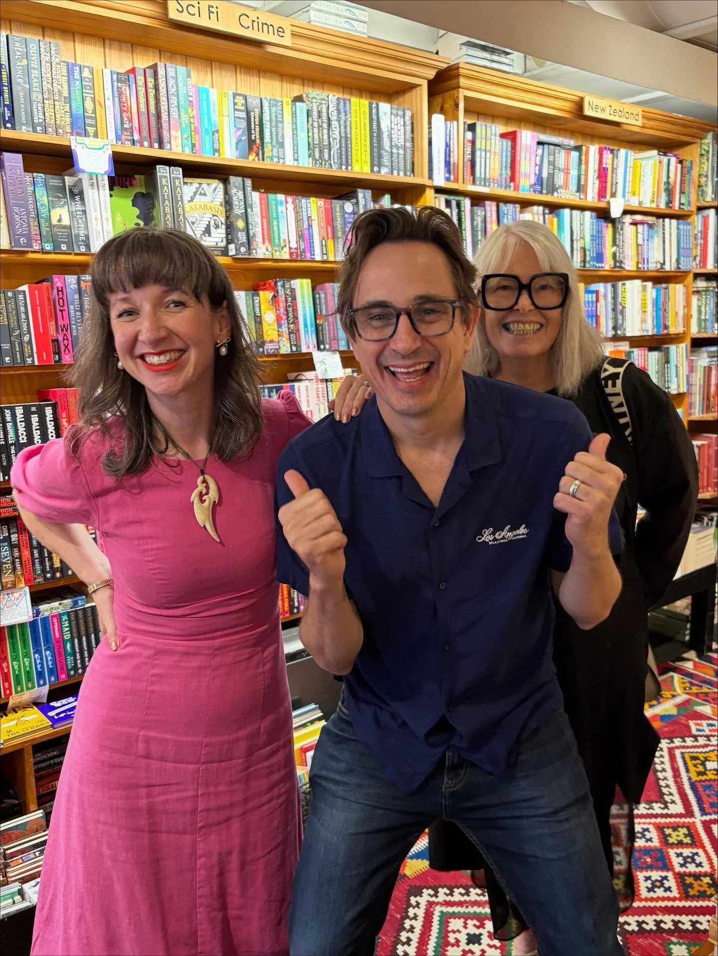 He came! He hugged! He signed! 
Thank you so much for visiting, @trentdaltonauthor & @harpercollinsnz. Signed copies of Gravity Let Me Go are on the shelf now. 💚💙💚💙