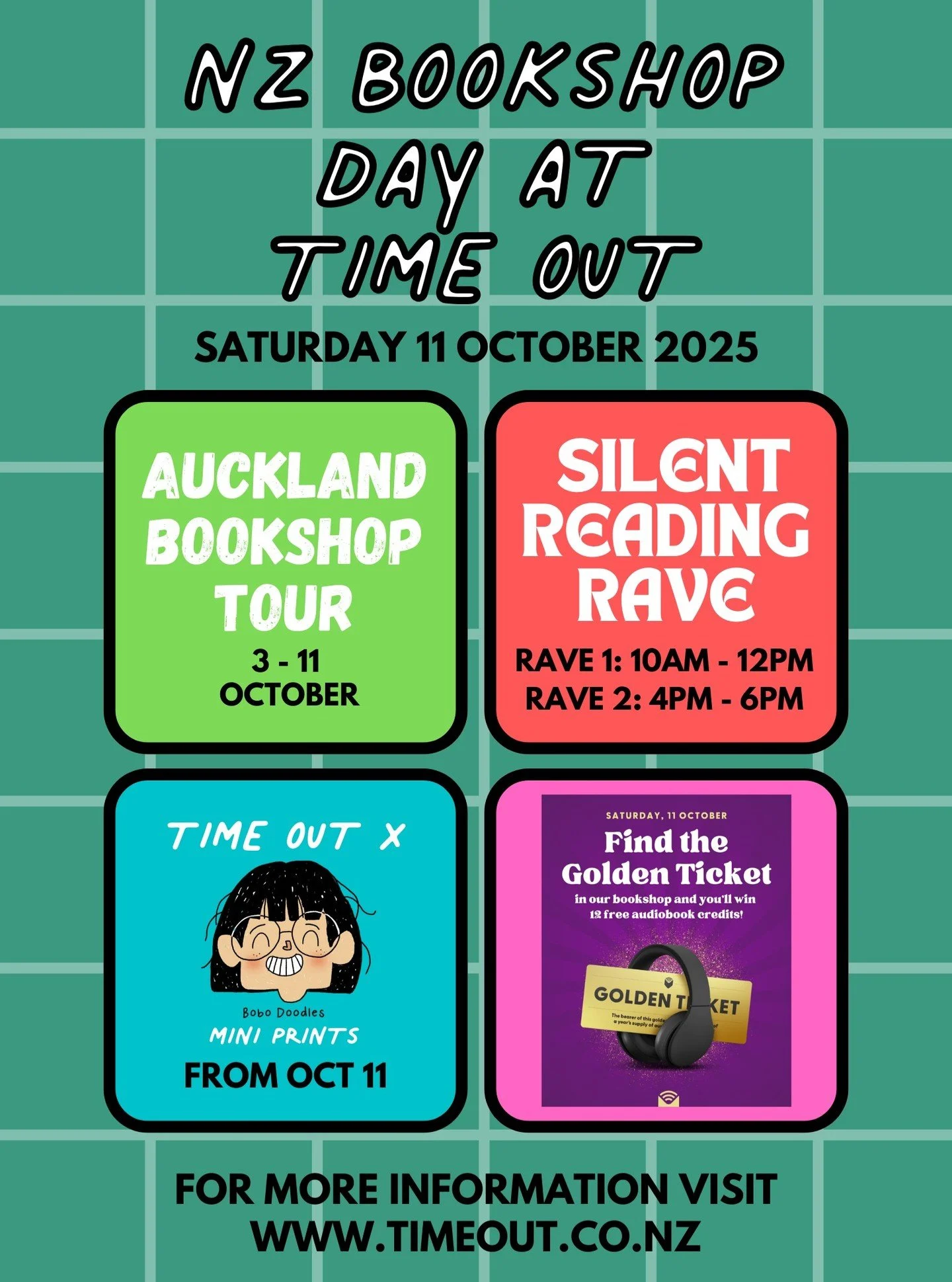 @booksellersnz NZ Bookshop Day is coming up on Saturday 11 October. We are so looking forward to celebrating!

Today, we are announcing TWO special activities. 🎉

Please join us for a morning or afternoon Silent Reading Rave in our upstairs room. (W