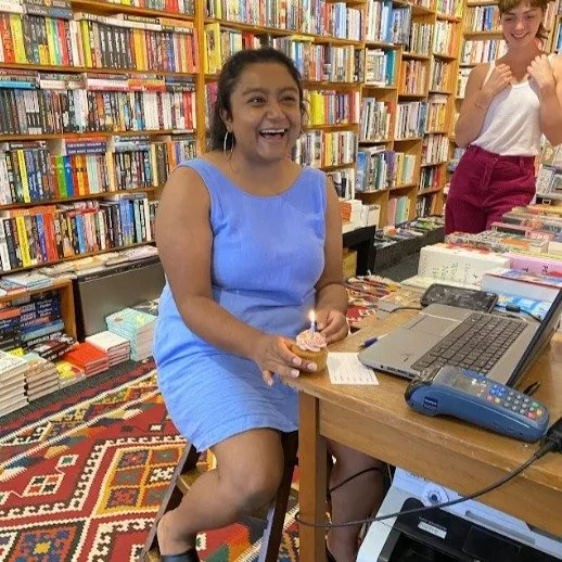 A tribute to our @surired, who after over ten years at Time Out is heading off to work in the world of law. 

Suri has been an incredibly passionate bookseller and delightful, hardworking colleague. She is well loved by our team and customers, but ha