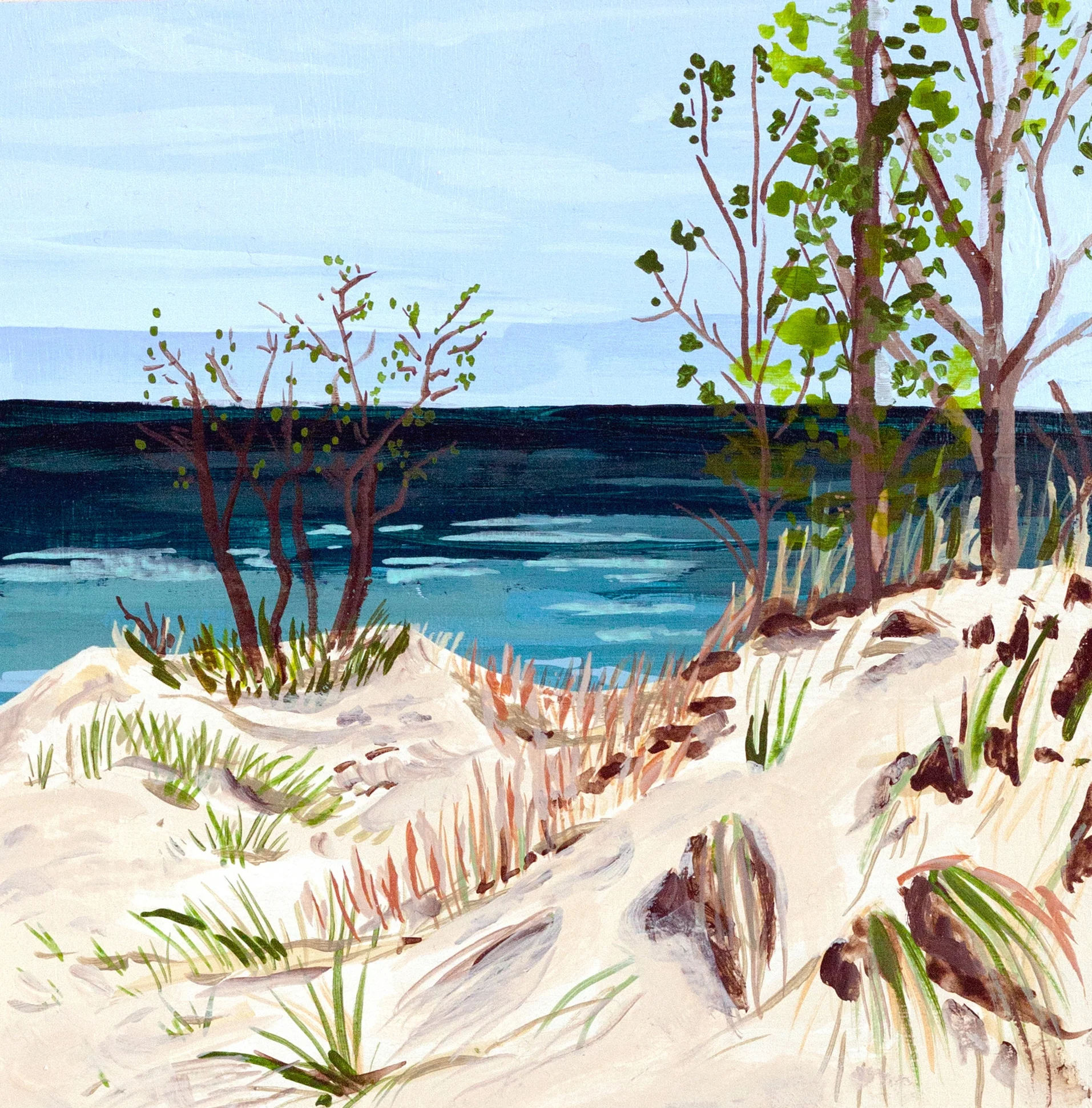 || we're right by the dunes || 6 in. x 6 in. || acrylic on panel || 2017. ||