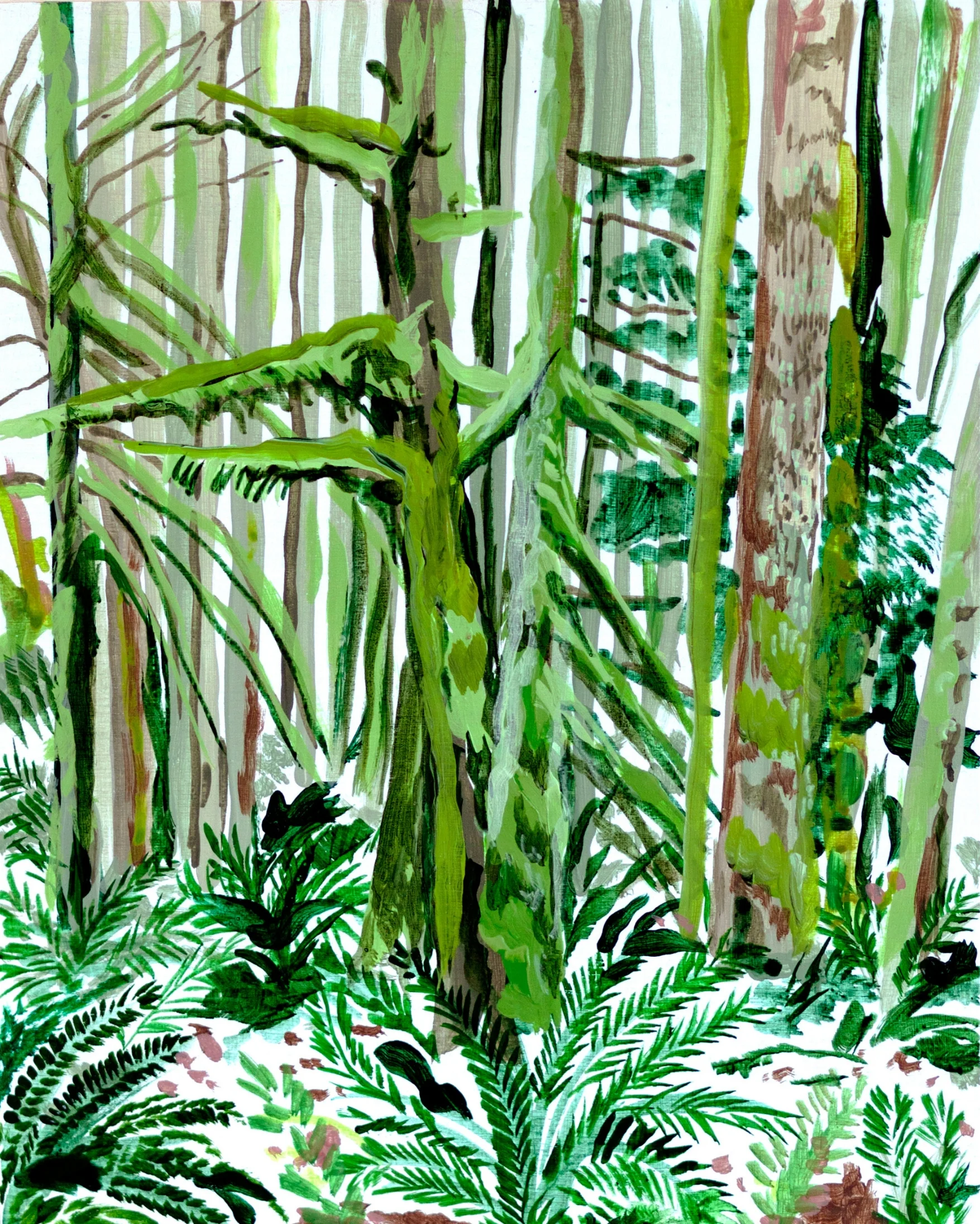 || first fern and moss indulgence || 8 in. x 10 in. || acrylic on panel || 2017. ||