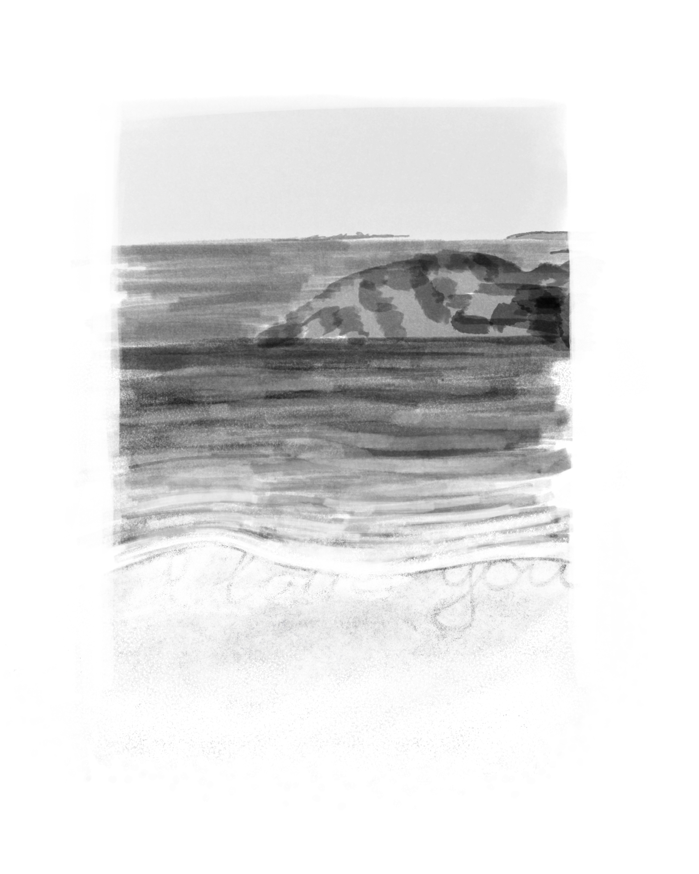 Nighttime photo of rain falling on a dark road with reflective wet surface.