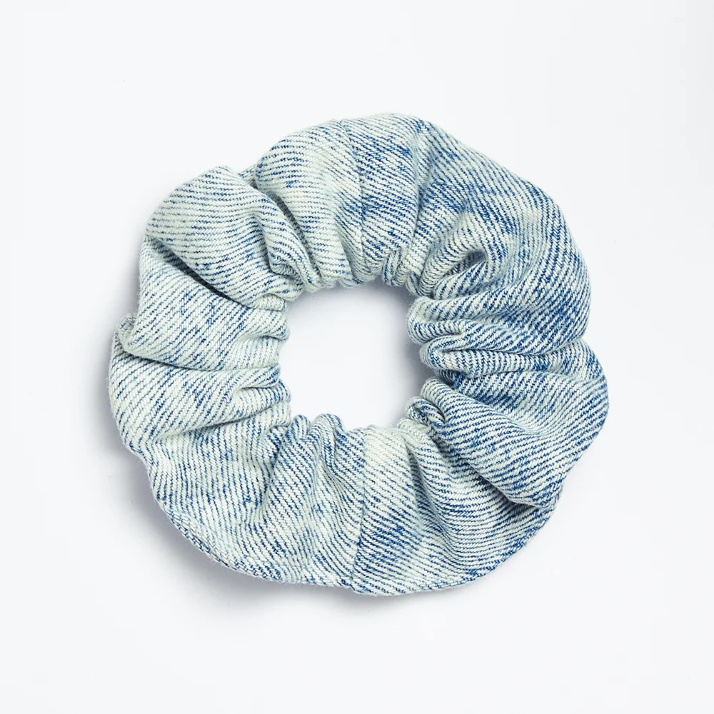 Blue Acid-Wash Denim Scrunchie — dirty 