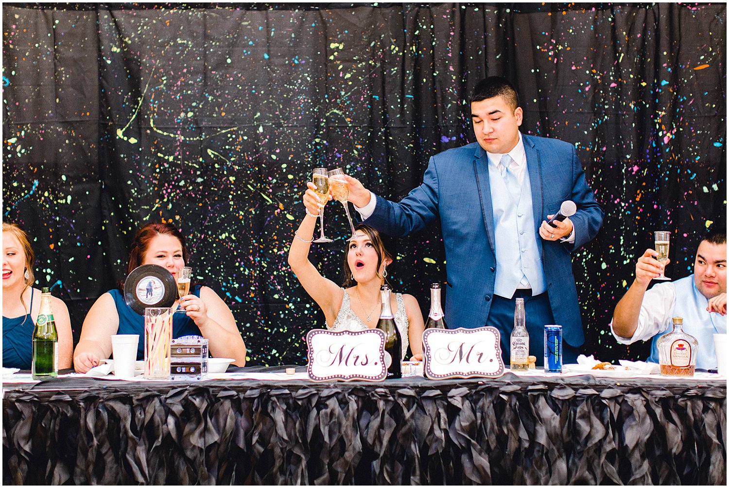 Hutchinson Kansas Wedding, Kansas Wedding Photographer, Wichita Wedding Photographer, church wedding, traditional wedding, catholic wedding, themed wedding, wedding photography, wedding inspiration, unique wedding photos, 80s themed reception, toasts