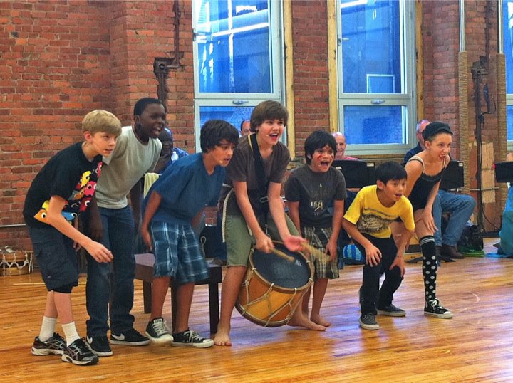  Kyle Brenn (center) as Peter Pan in a developmental workshop of Bill Sherman &amp; Rajiv Joseph's musical  Pan.&nbsp;  