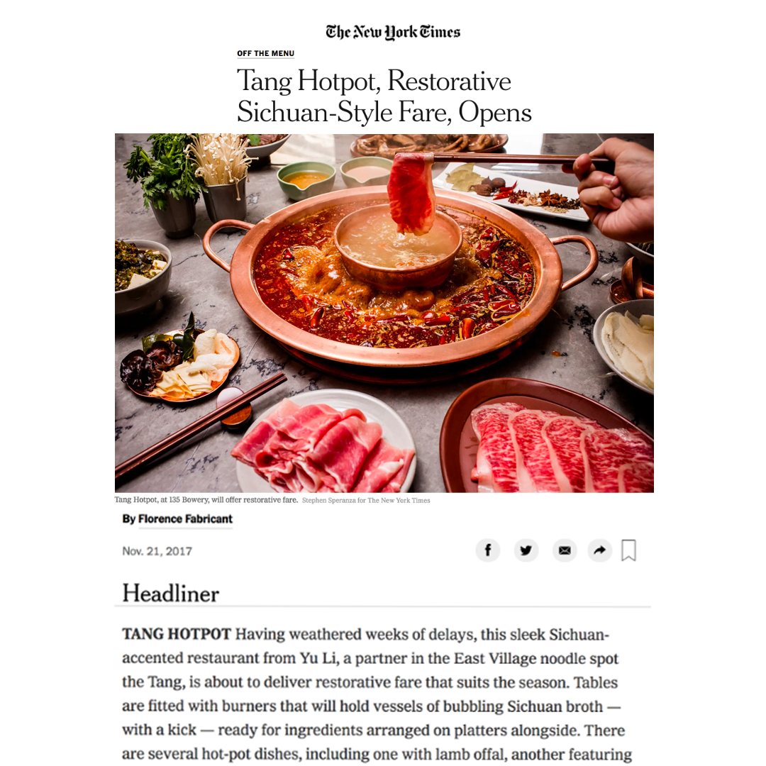 New York Times | Tang Hotpot