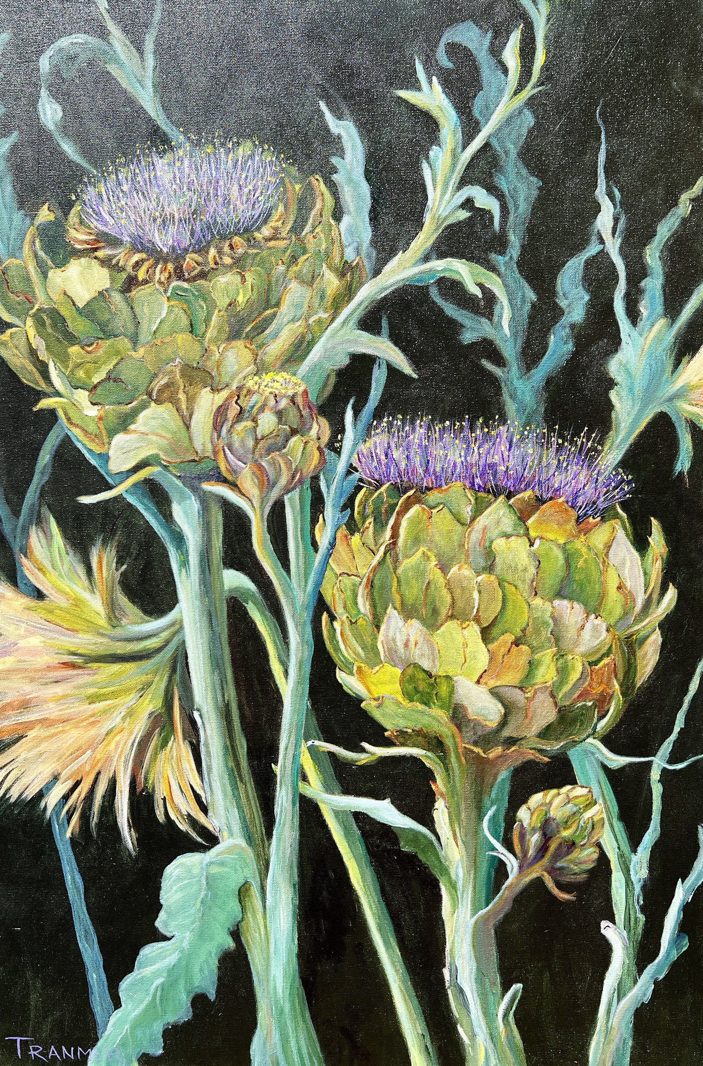 Flowering Artichokes SOLD. 36"x24" $2,500